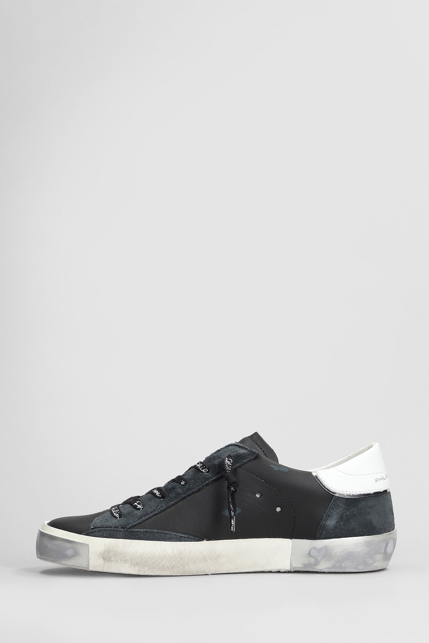 Philippe Model Logo-patch Lace-up Low-top Sneakers In Black