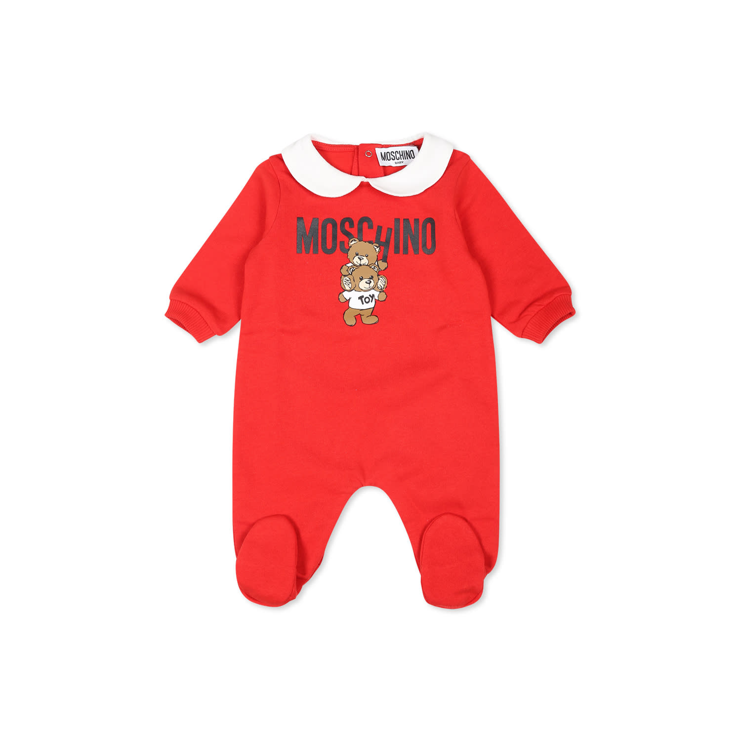 Shop Moschino Red Babygrow For Babykids With Two Teddy Bears