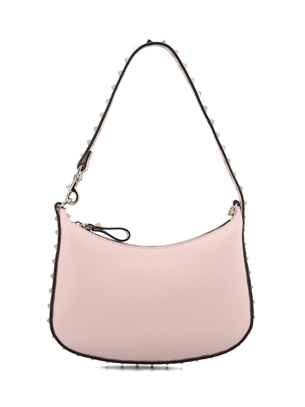 Shop Valentino Garavani Rockstud Zip-up Shoulder Bag In Pink