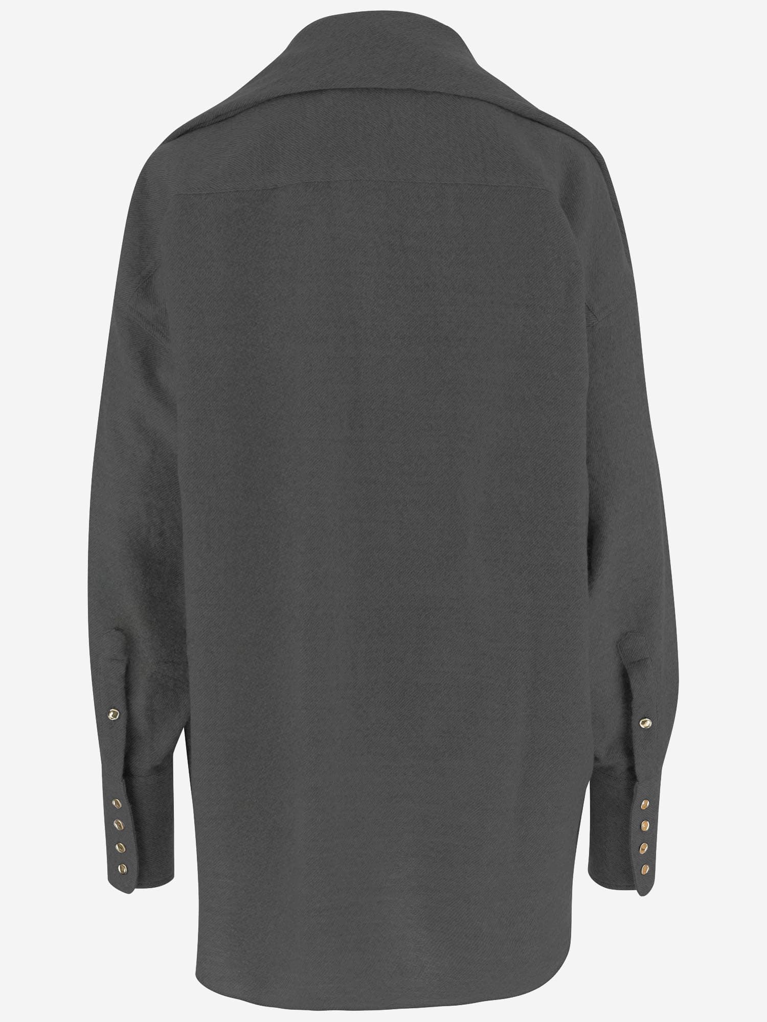 Darkpark Wool Shirt With Matching Shawl In Blue