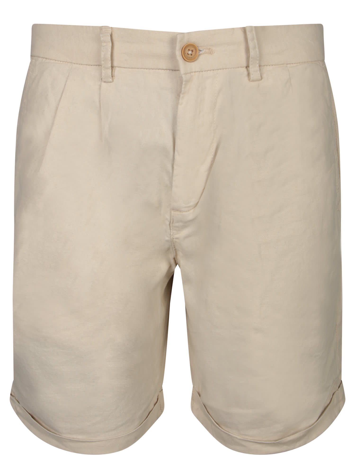 White Linen Cargo Bermuda Shorts