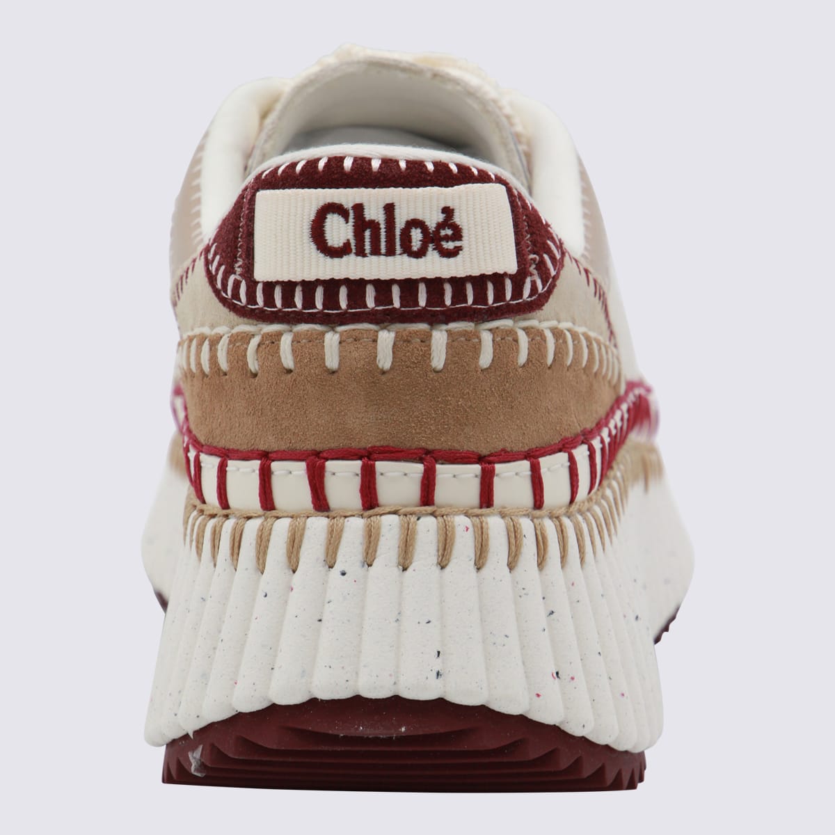 Chloé Nama Low-top Suede Sneakers With Leather Inserts In Multi