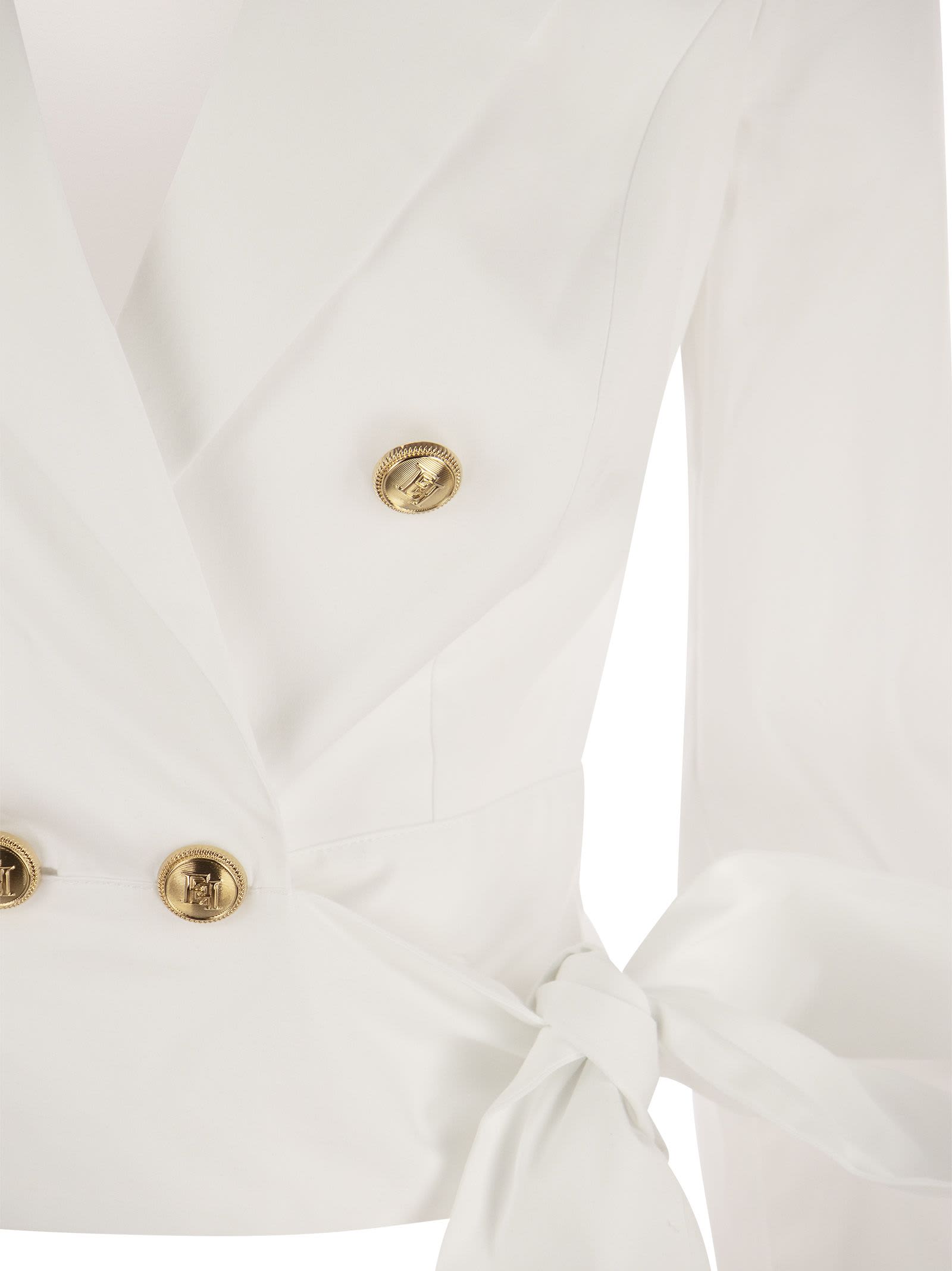 Shop Elisabetta Franchi Cotton Shirt With Sash In White