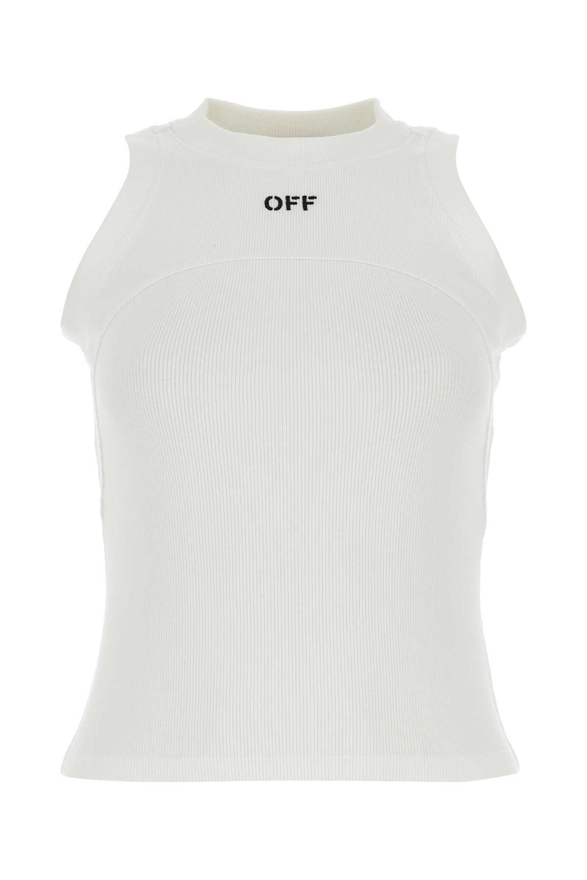 Shop Off-white White Stretch Cotton Tank Top In Whiteblack