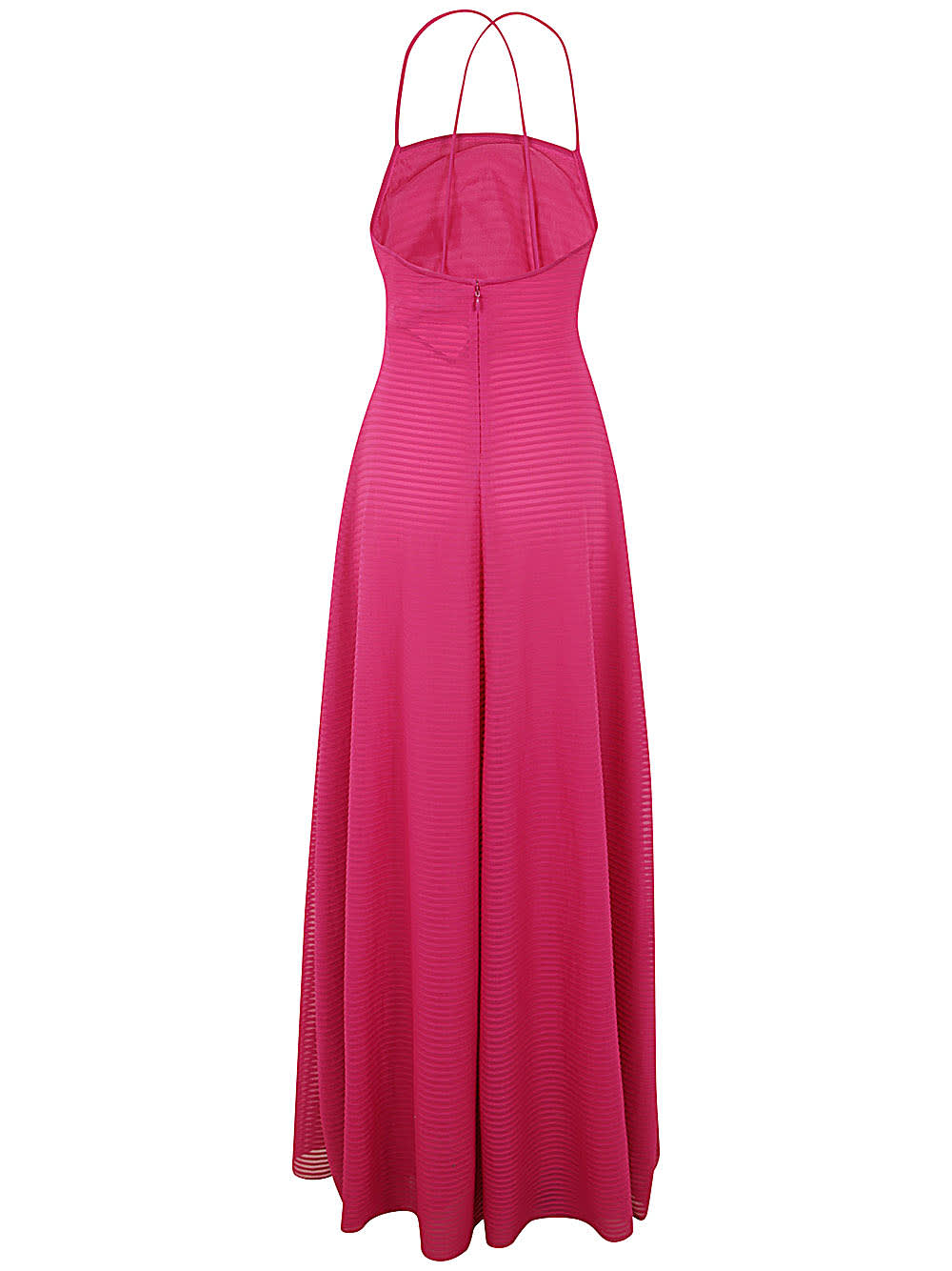 Shop Emporio Armani Striped Long Dress In Electric Pink