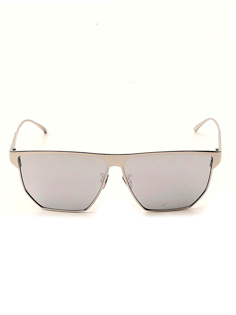 Shop Bottega Veneta Angular Aviator Sunglasses In Silver
