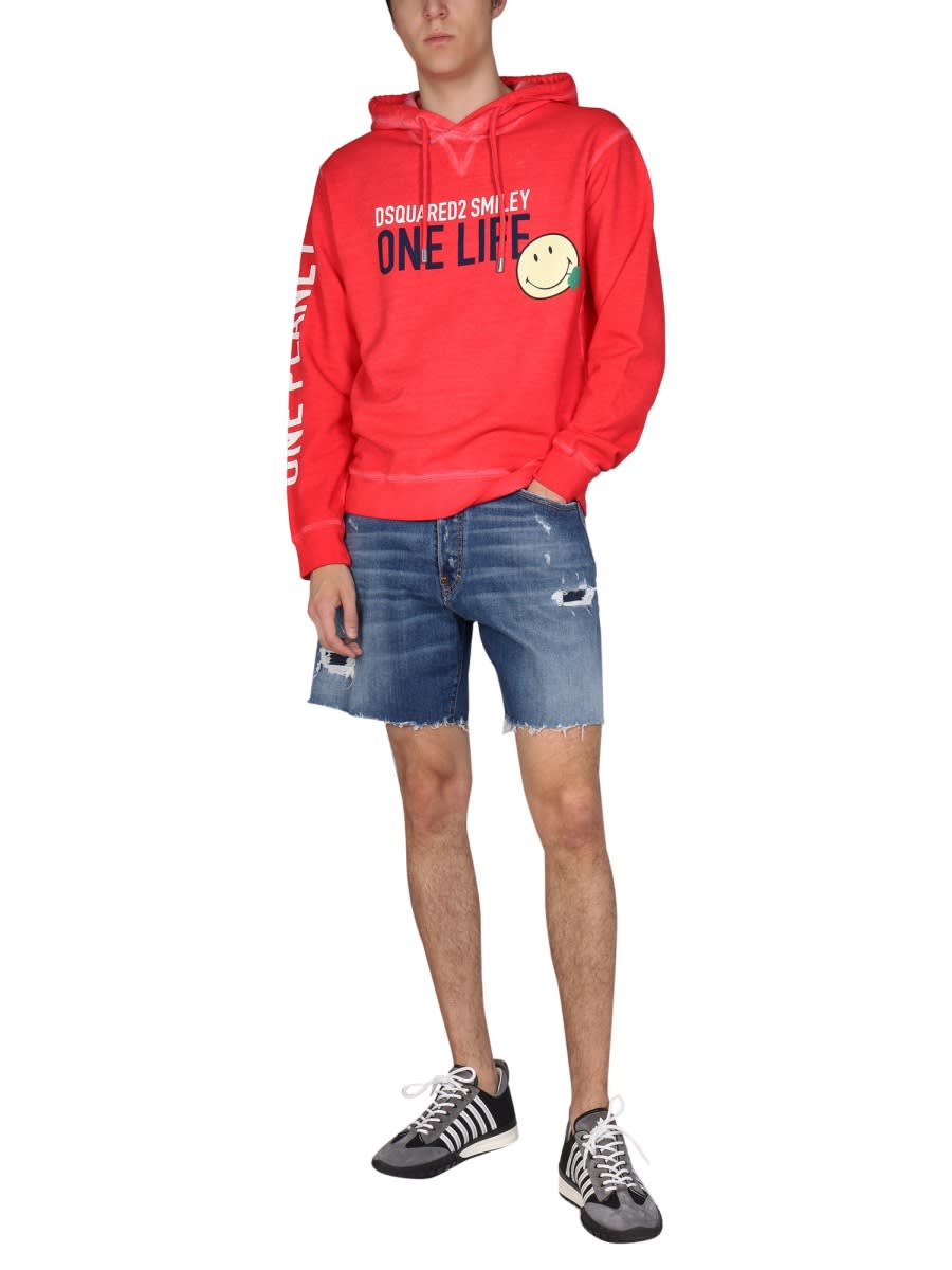 Shop Dsquared2 One Life One Planet Smiley Sweatshirt In Red