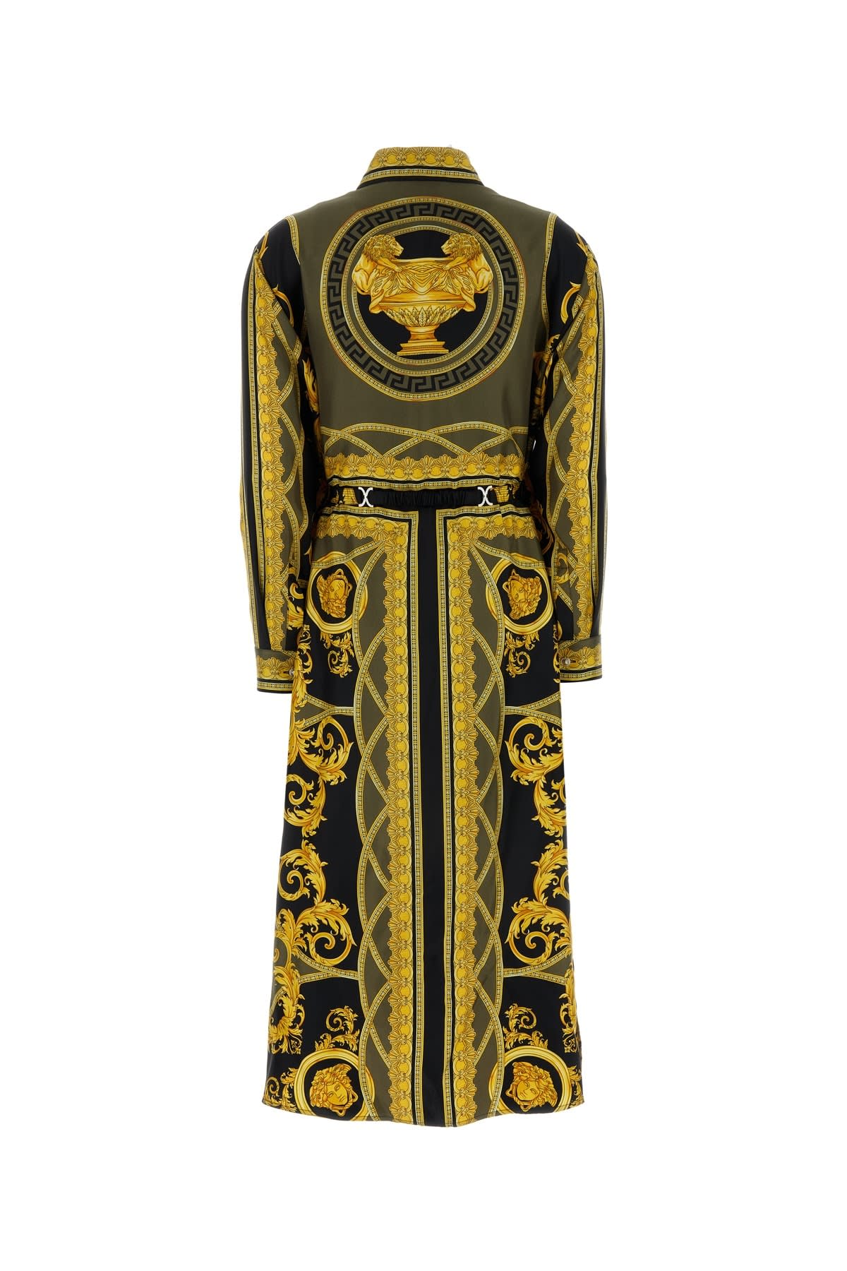 Shop Versace Dress Silk Twill Fabric With Baroque Coupe De Deau In 5bc60