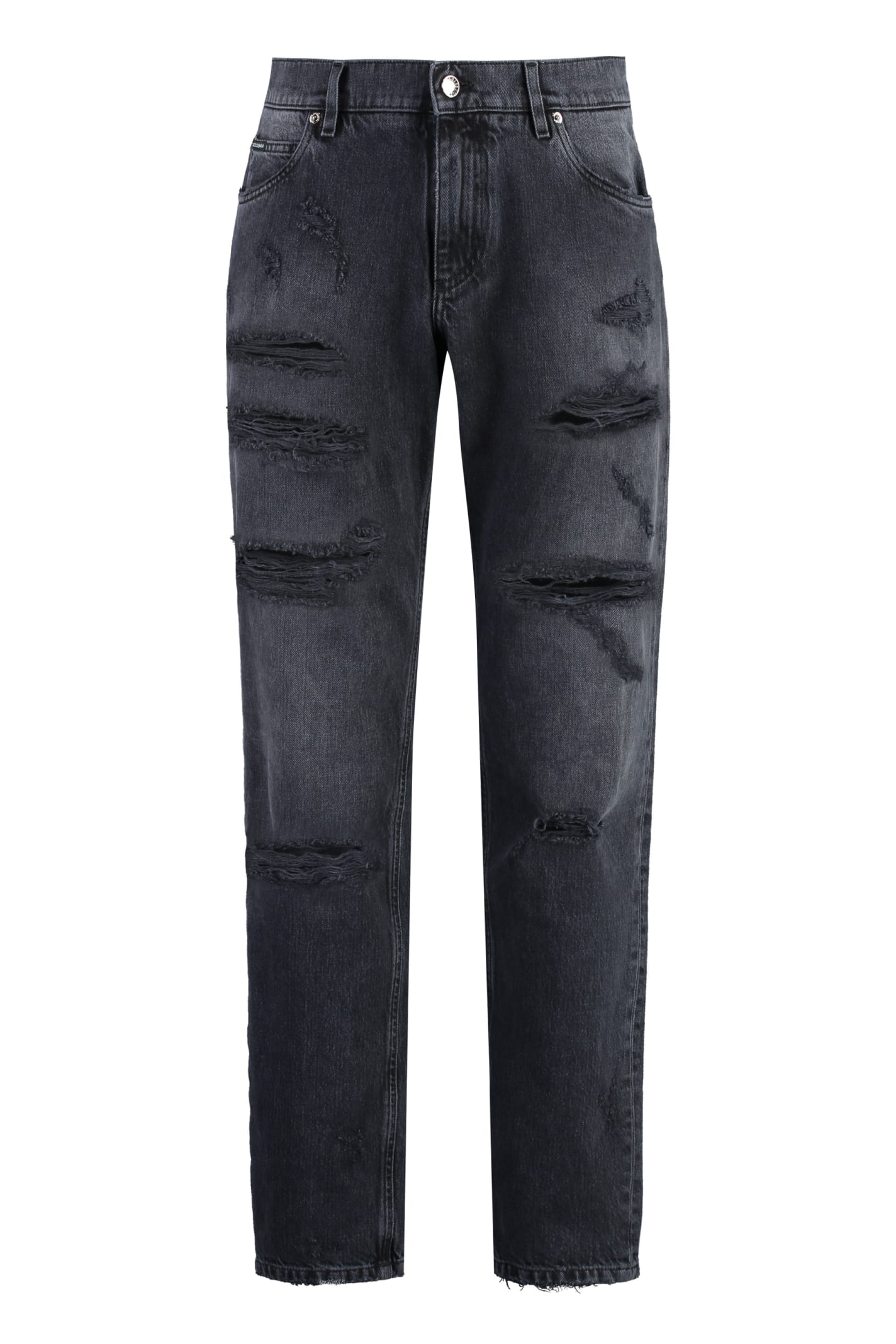 Shop Dolce & Gabbana Regular-fit Cotton Jeans In Black
