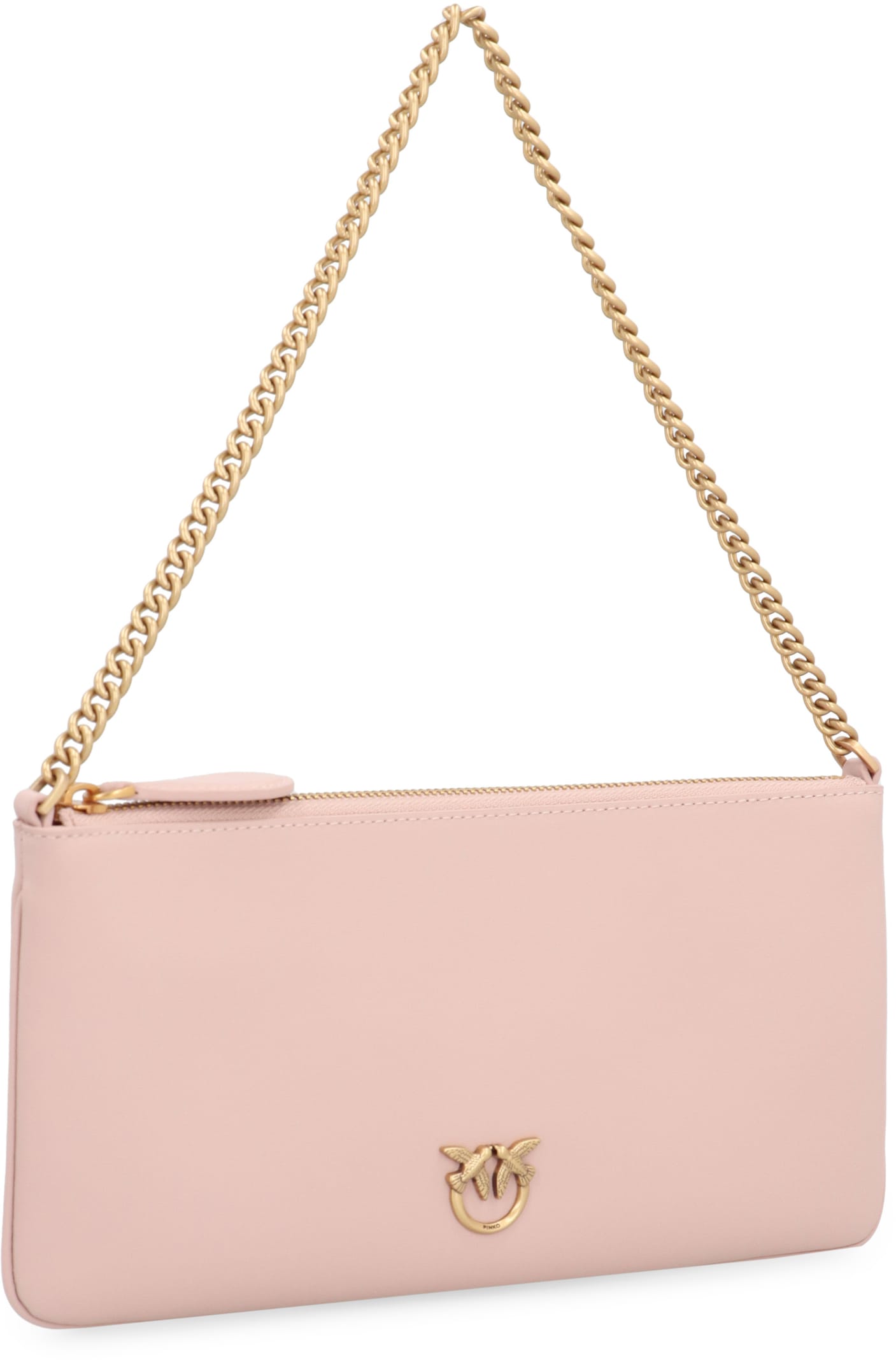 Pinko Horizontal Leather Shoulder Bag In Q Powder