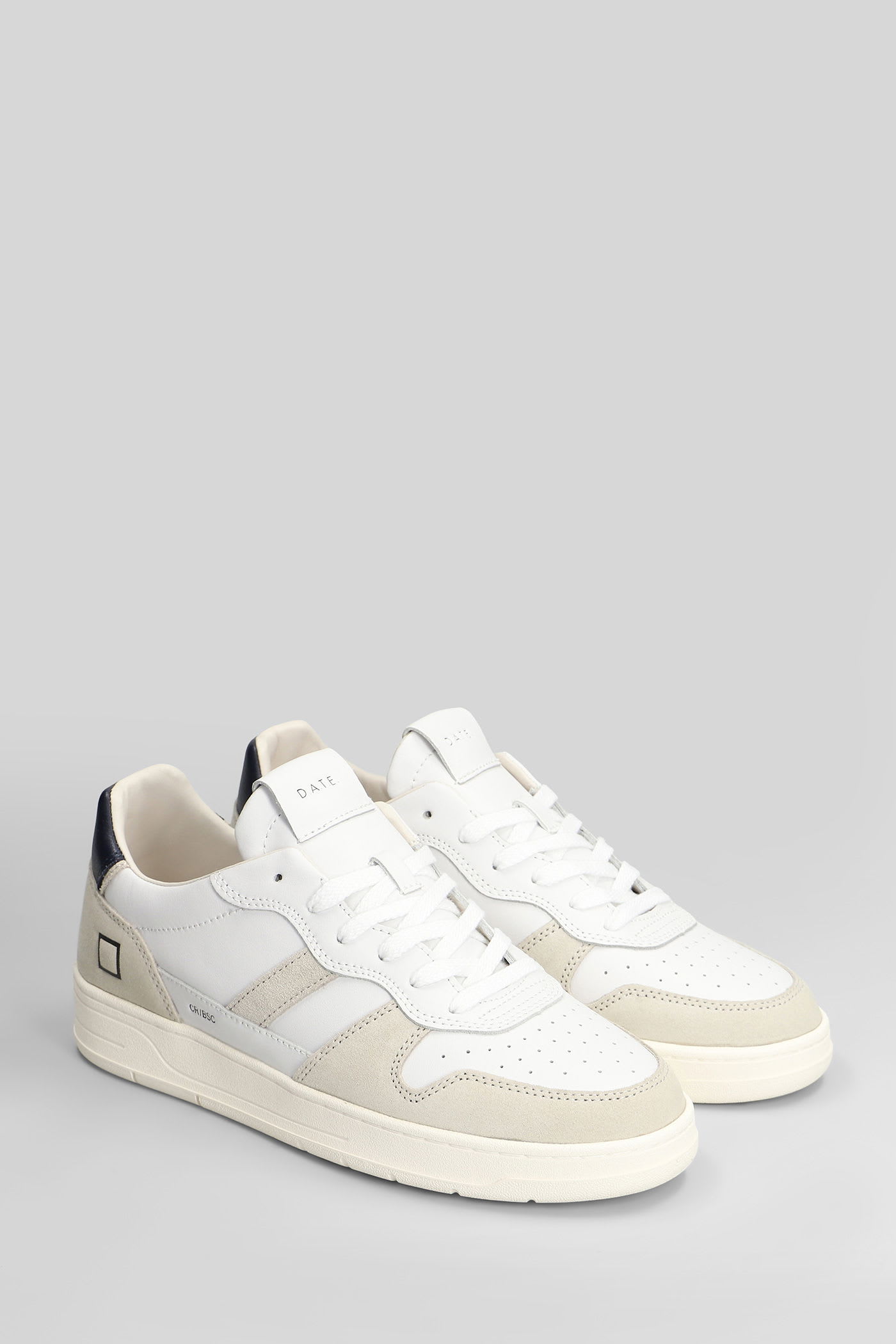 Date Court 2.0 Basic Sneakers In Beige Suede And Leather In White