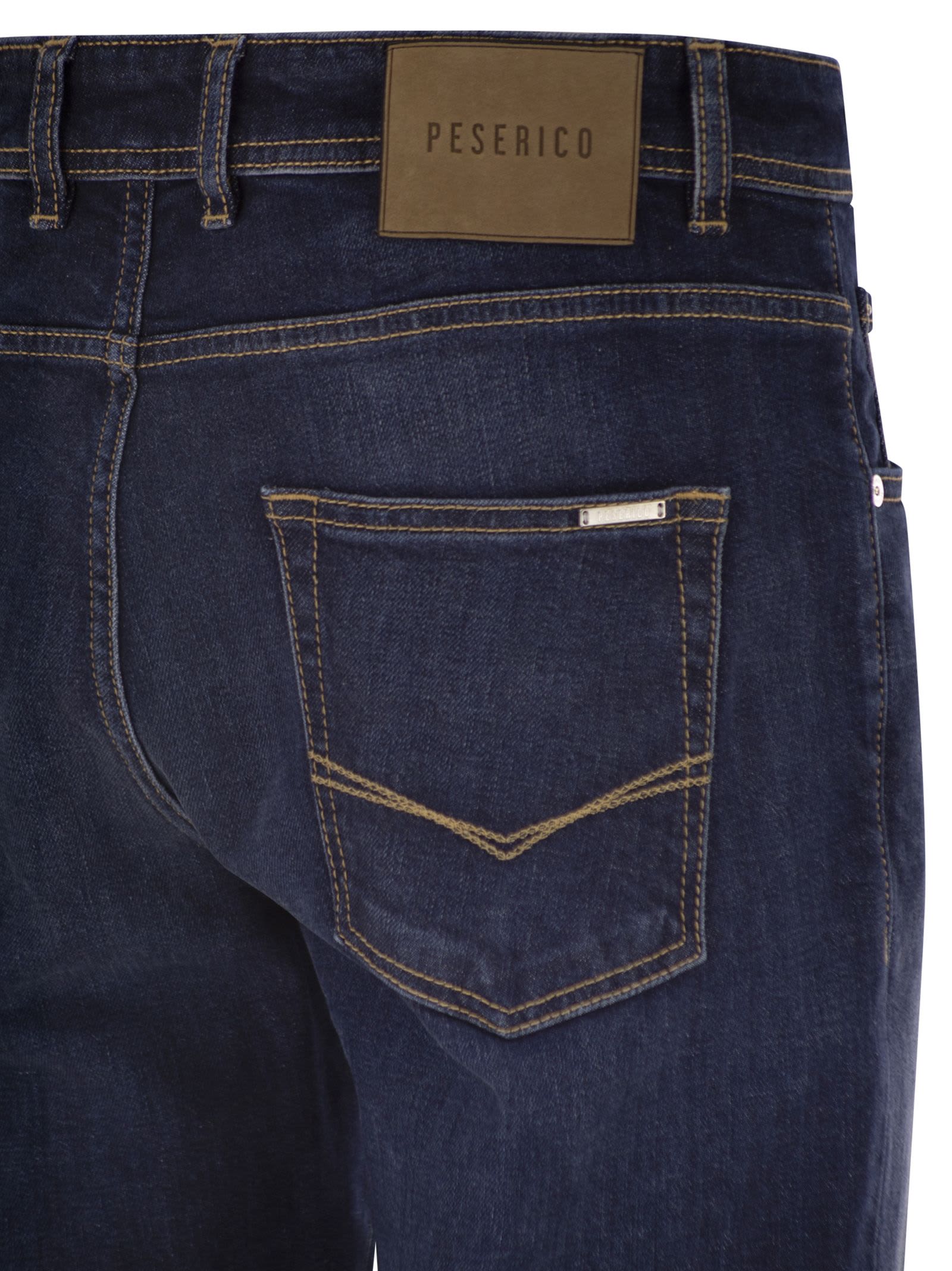 Peserico 5-pocket Stretch Cotton Twill Denim In Blue