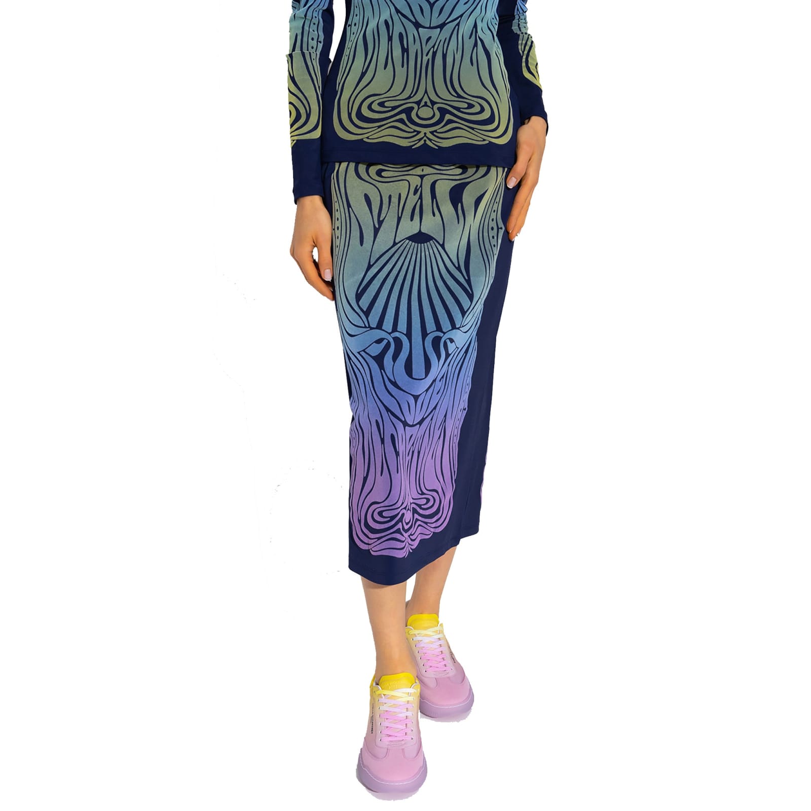 Shop Stella Mccartney Printed Skirt In Blue