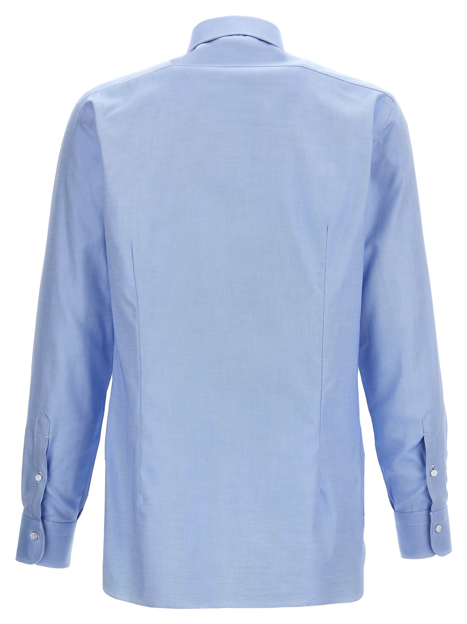 Barba Napoli Barba Tailored Poplin Shirt With Button Closure In Light Blue