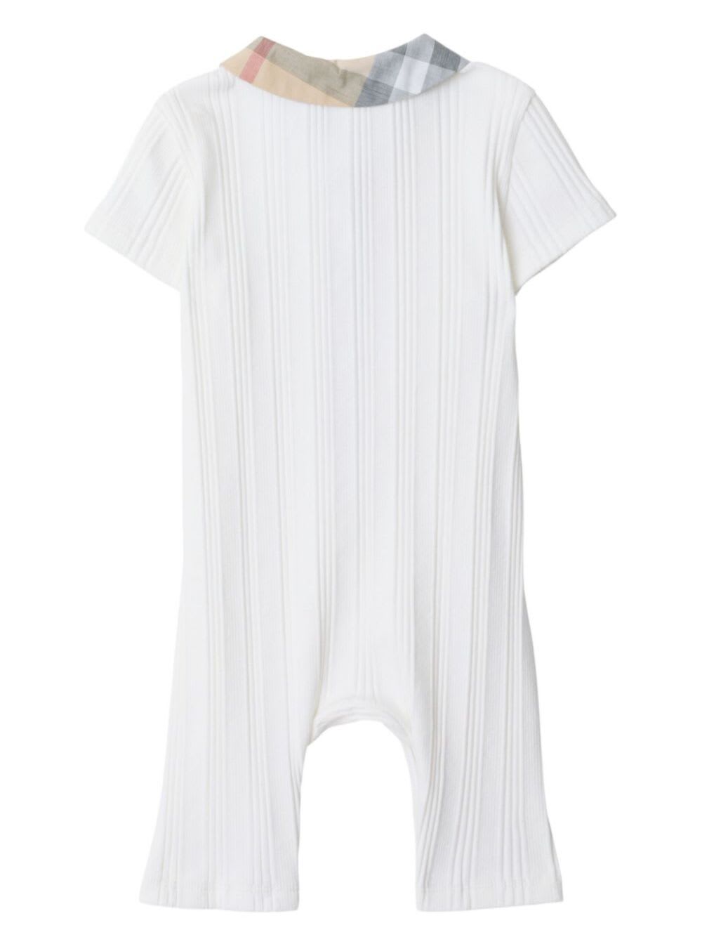 Burberry Boy's Jaxon Check Playsuit In White