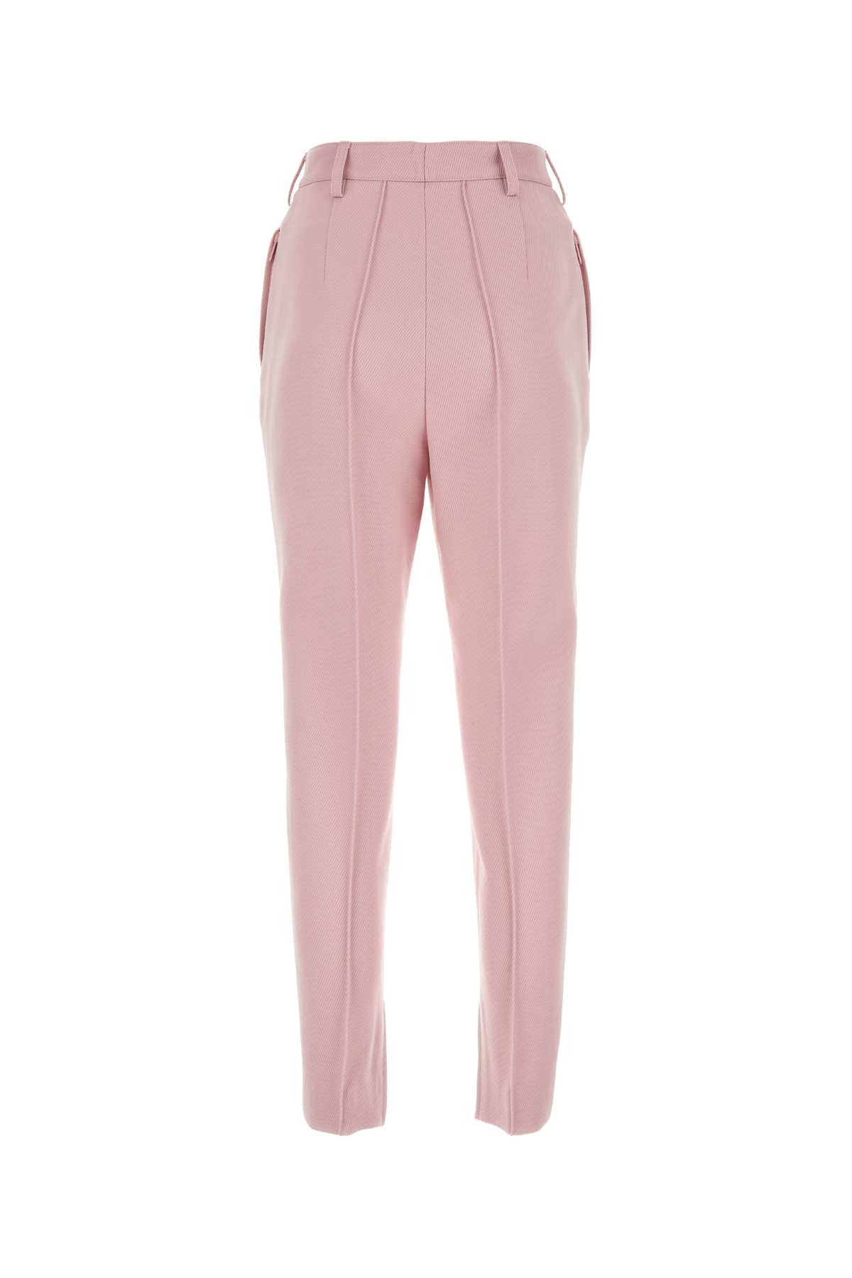 Shop Prada Pink Stretch Wool Blend Pant In Alabastro
