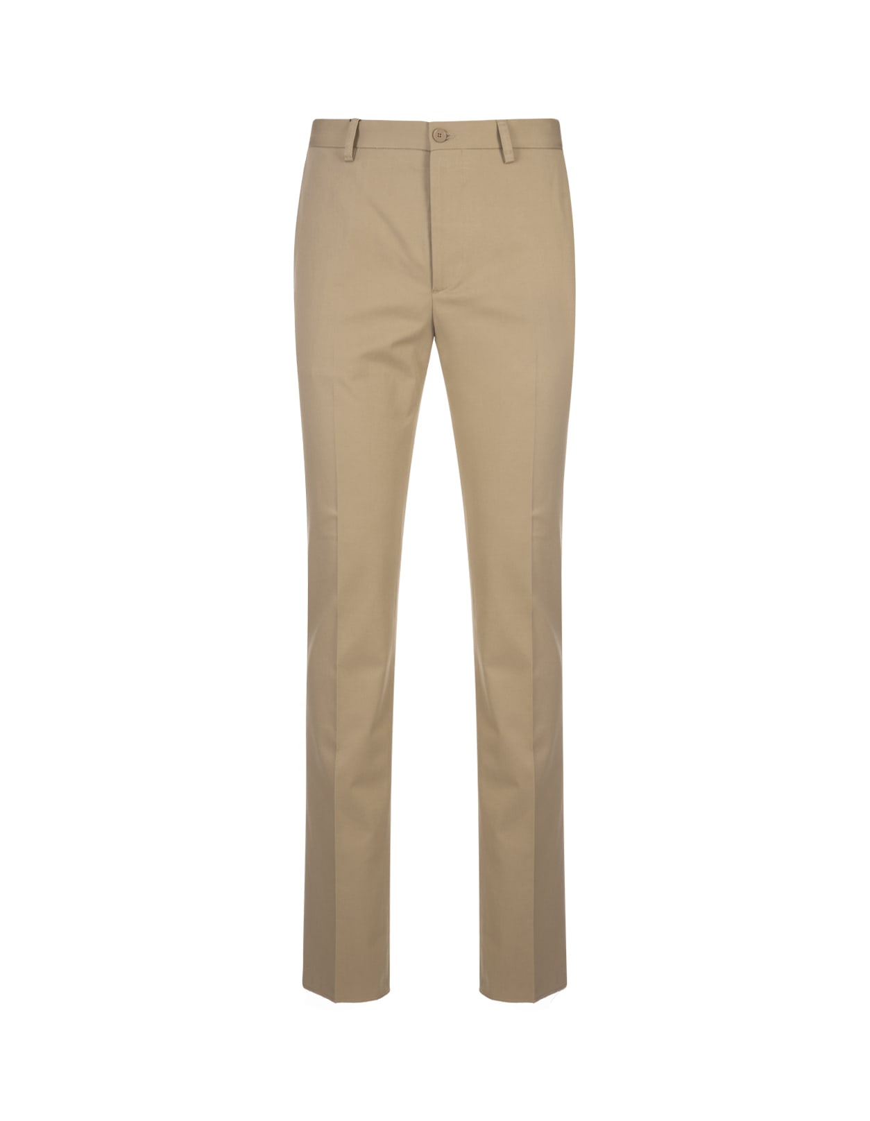 Etro Classic Trousers In Beige Stretch Cotton In Marrone