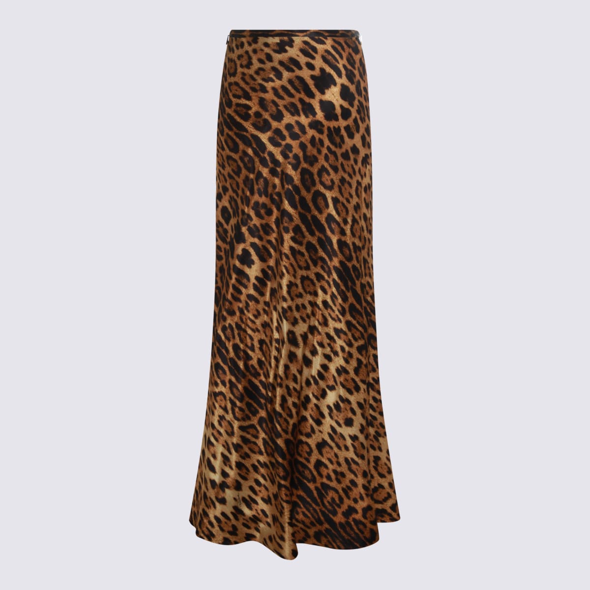 Roberto Cavalli Animal Print High Waist Midi Skirt In Brown