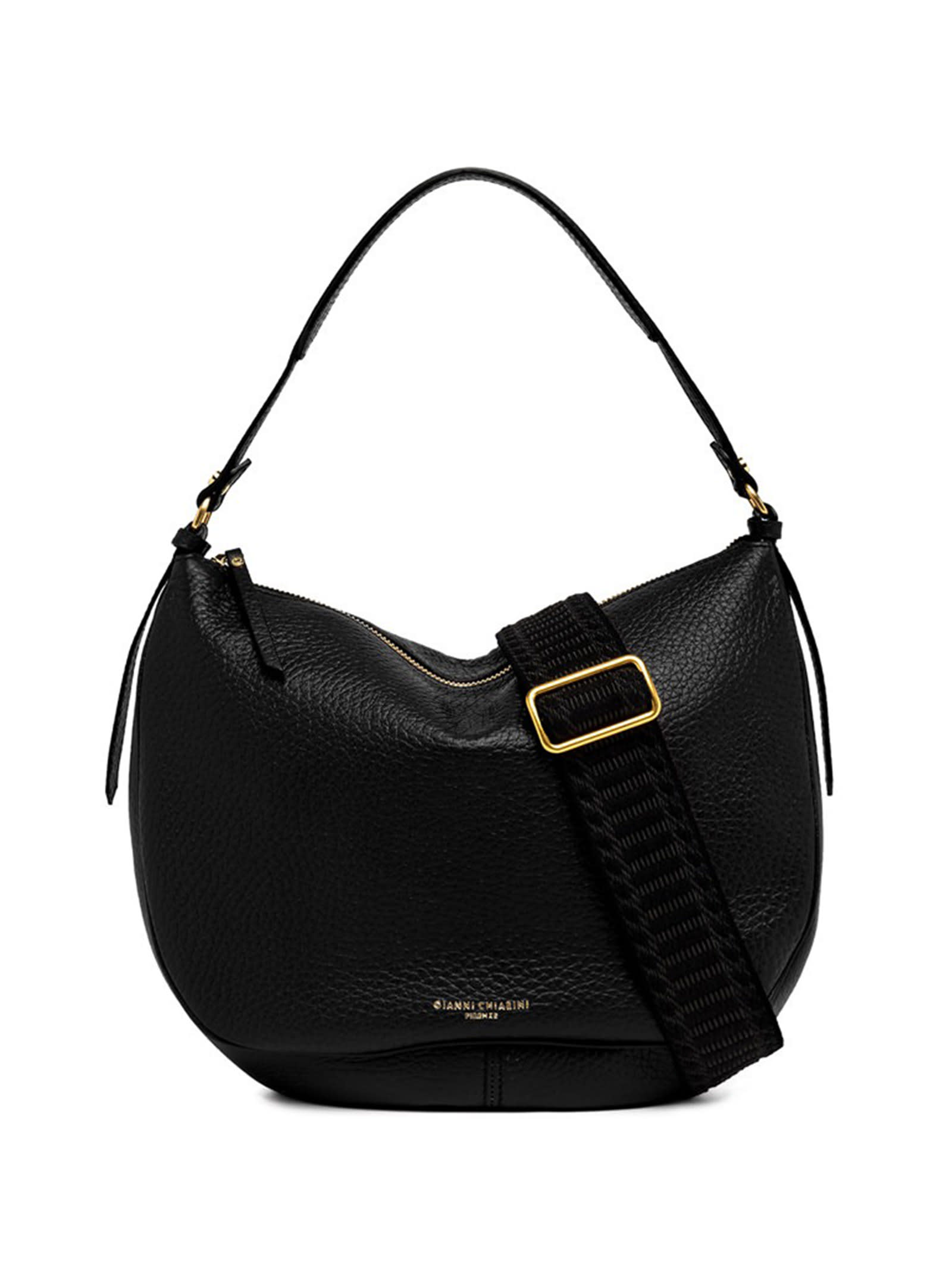 Shop Gianni Chiarini Leather Chiara Shoulder Bag In Nero