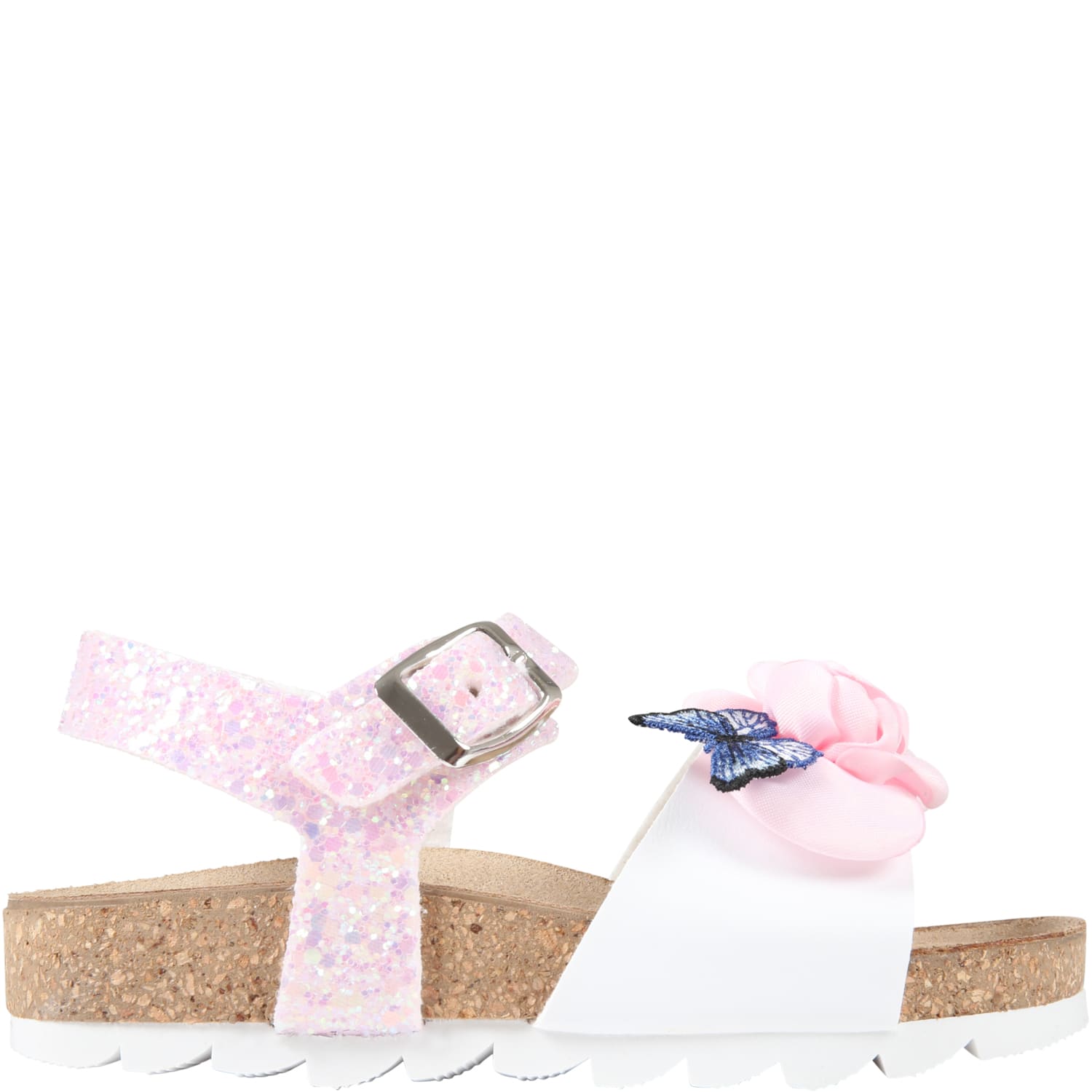 Monnalisa Multicolor Sandals For Girl With Roses