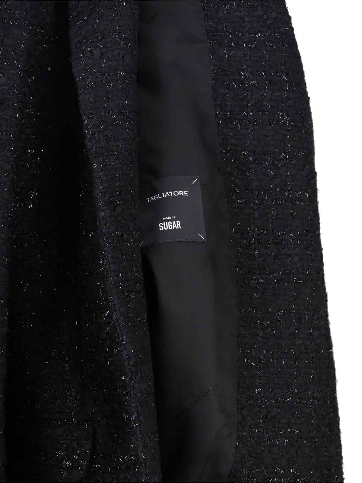 Tagliatore Tailored Black Jacket With Notched Lapel And Textured Fabric In Black