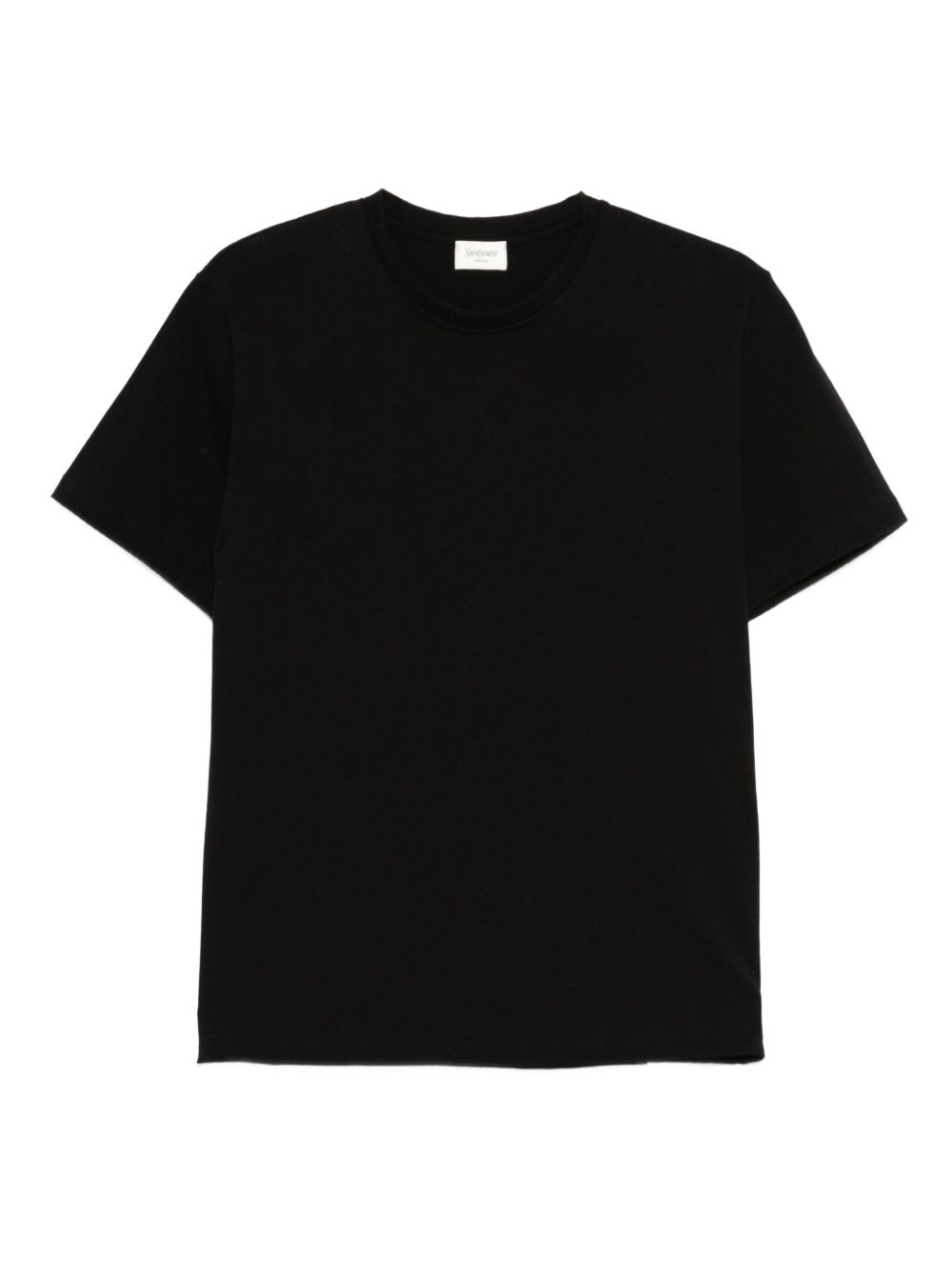 Saint Laurent Cassandre Embroidery Cotton T-shirt In Black