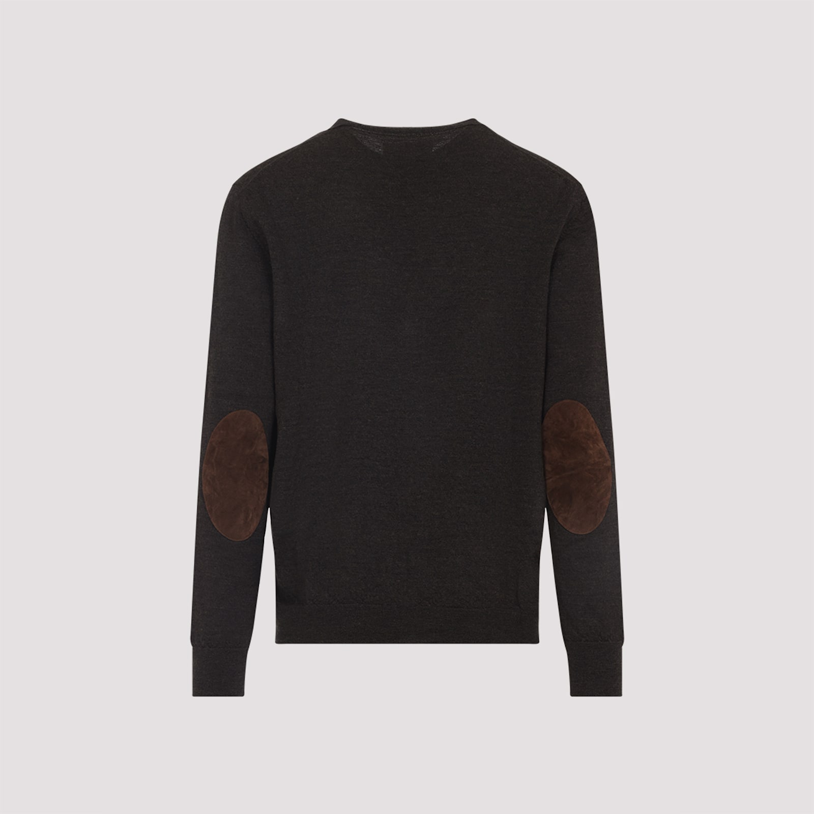 Maison Margiela Brown Wool Cardigan With Suede Elbow Patches In Black