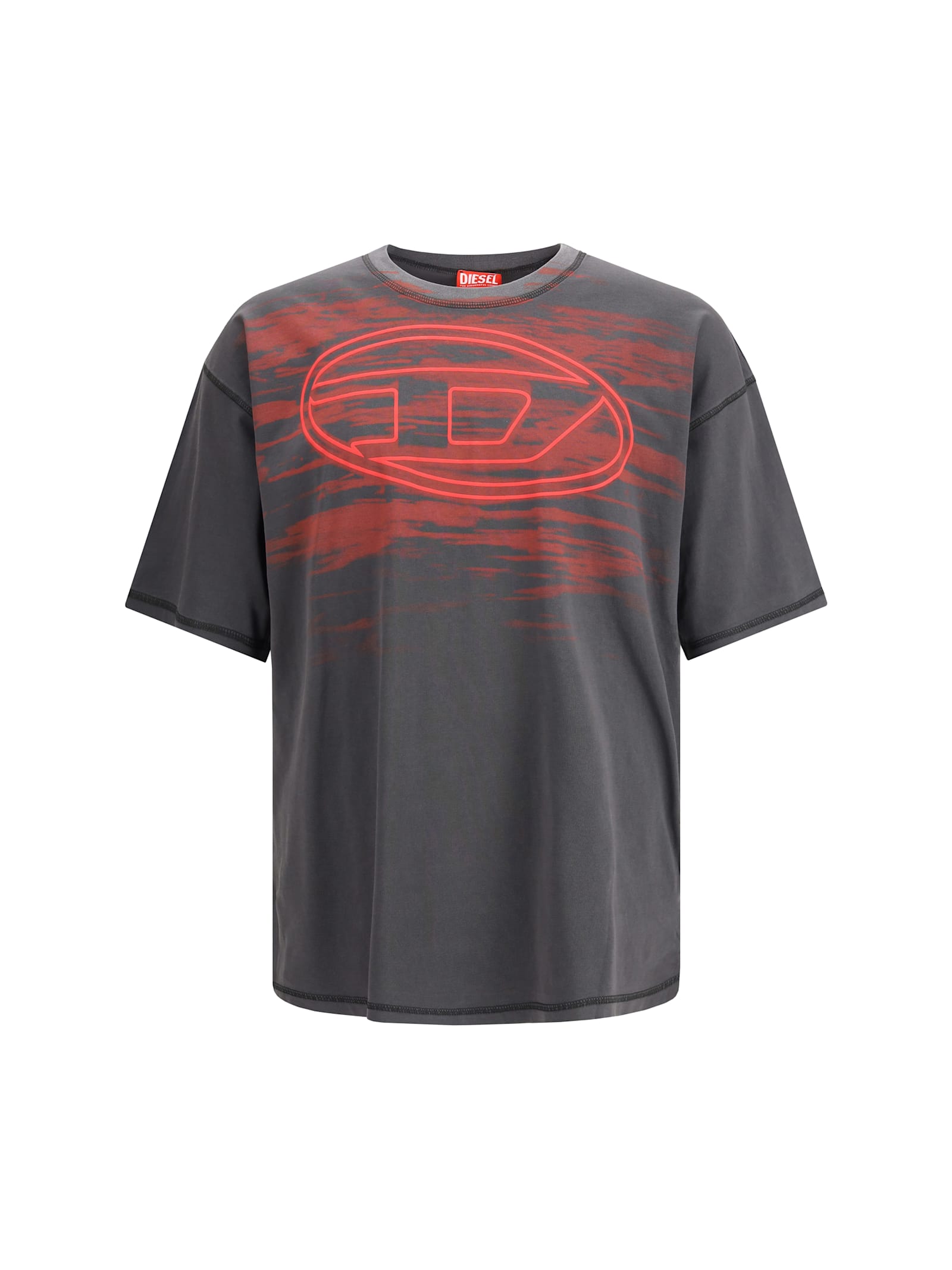 Diesel Cotton T-shirt With Oval D Print In Gray