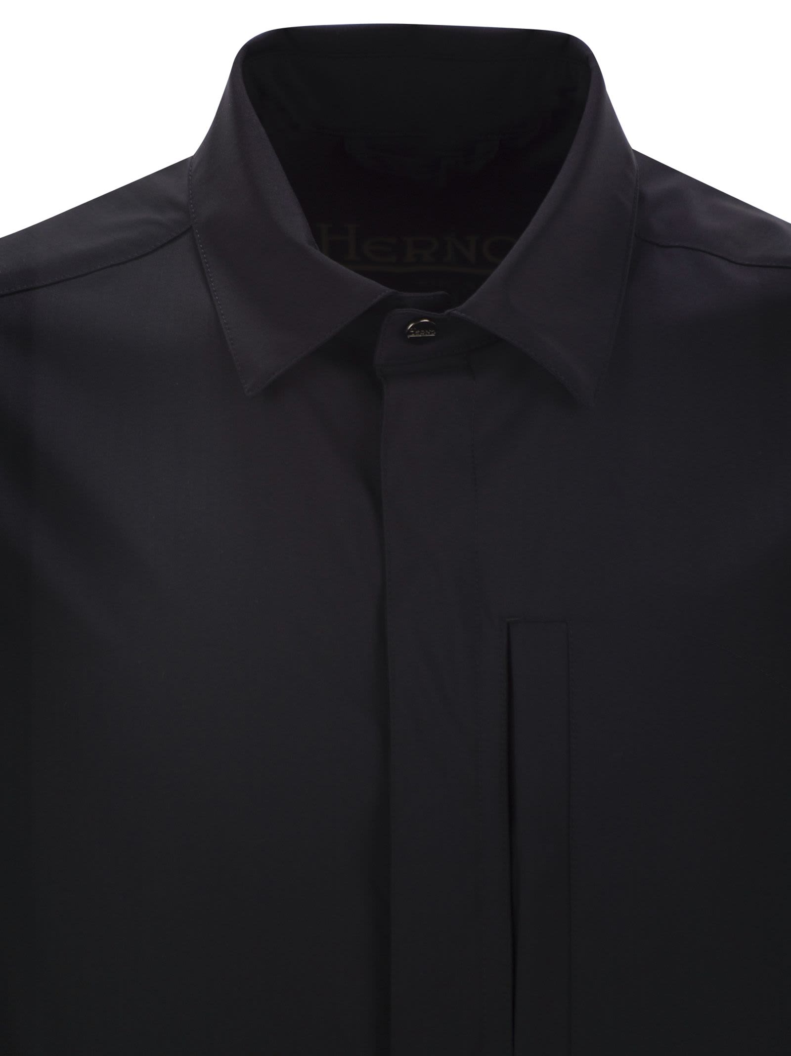 Herno Shirt-cut Jacket In Tech Wool In Blue