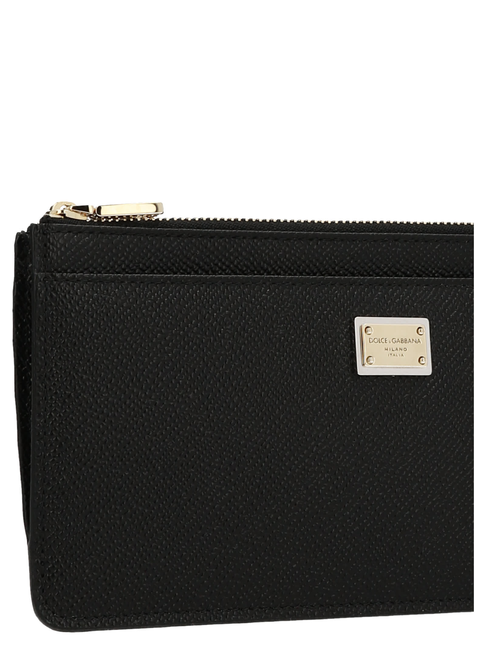 Shop Dolce & Gabbana Dauphine Logo Leather Card Holder In Black
