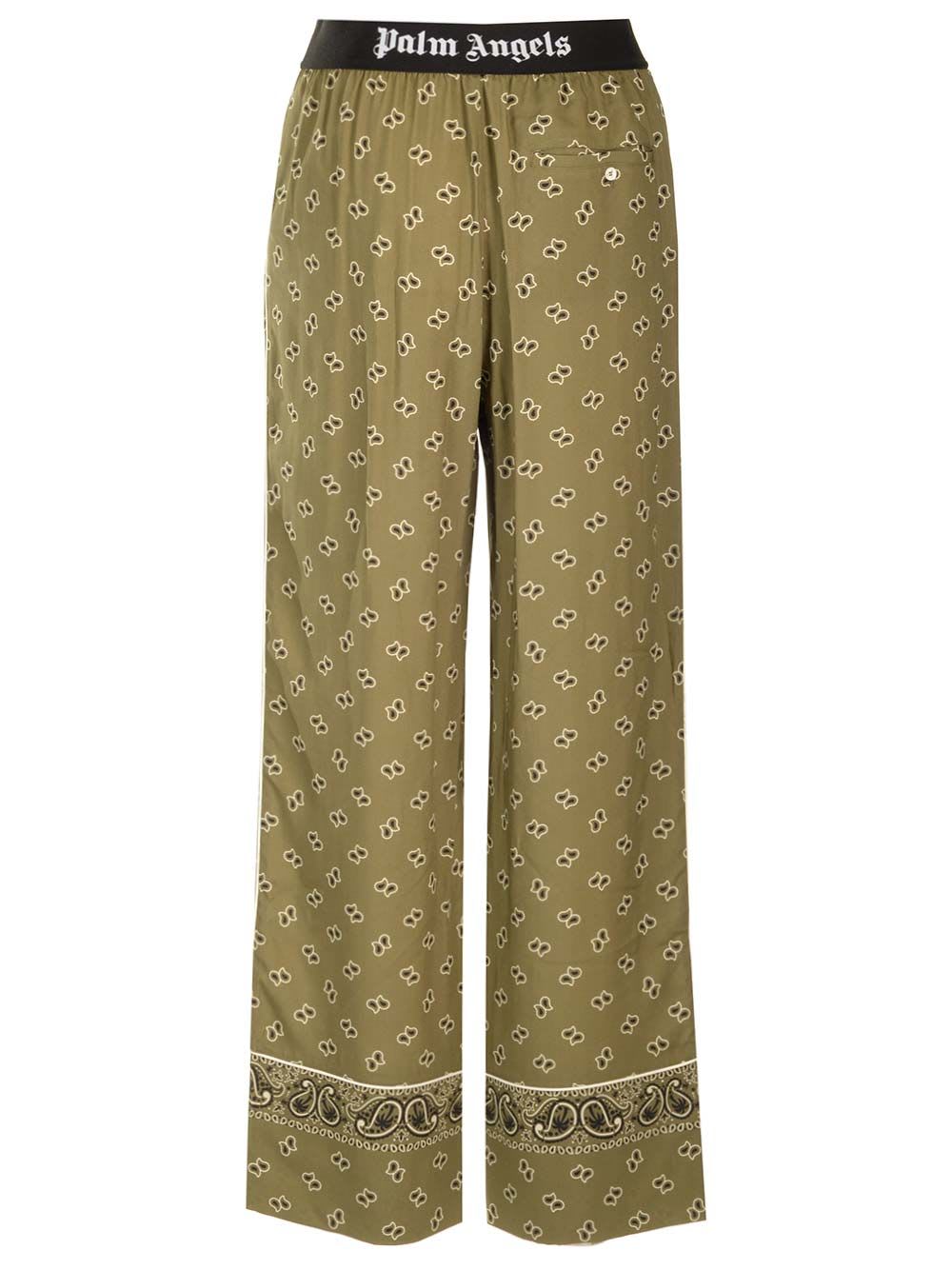 Shop Palm Angels Straight Paisley Print Pants In Kaki