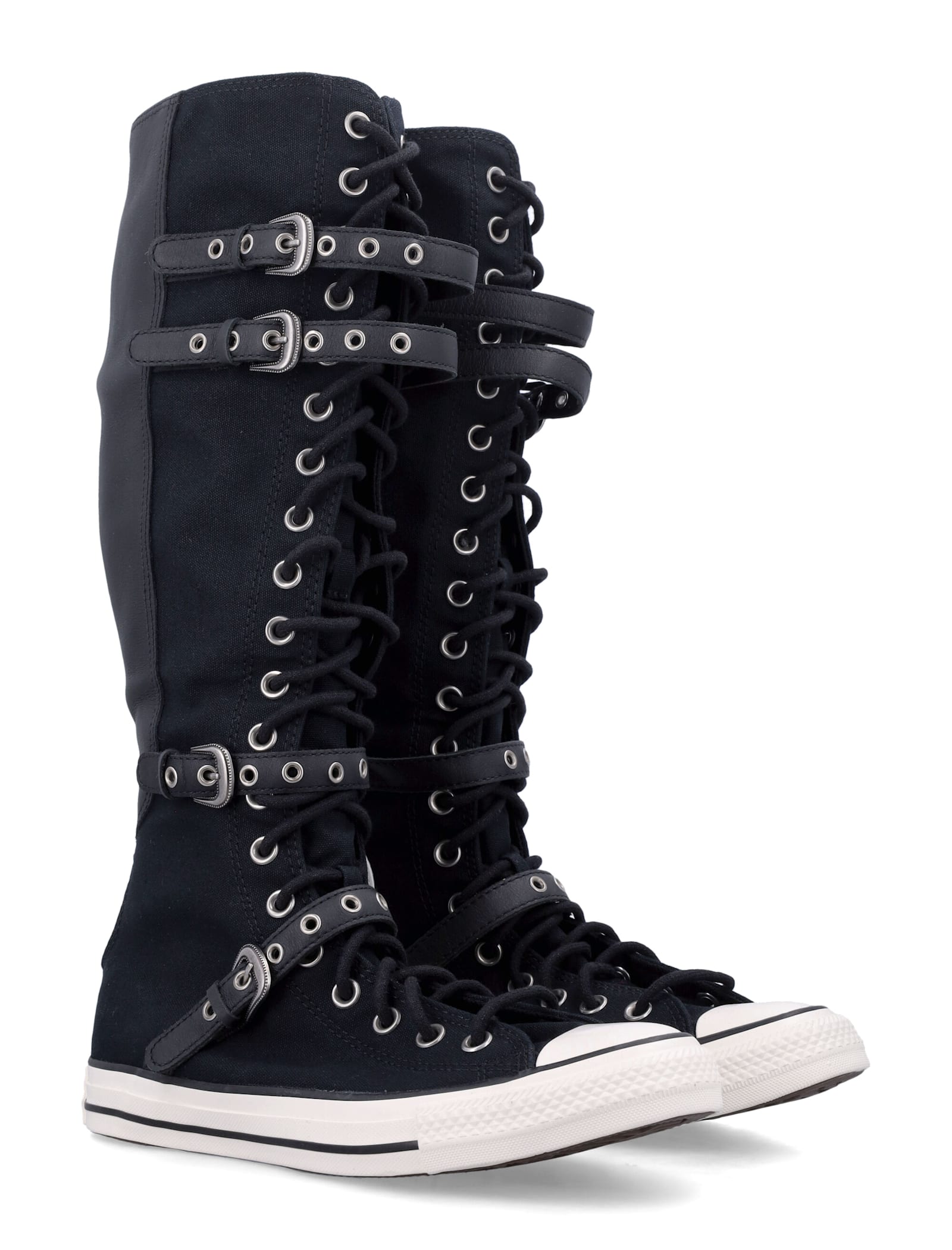 Converse Chuck Taylor Xxhi Leather Strap Sneakers In Black