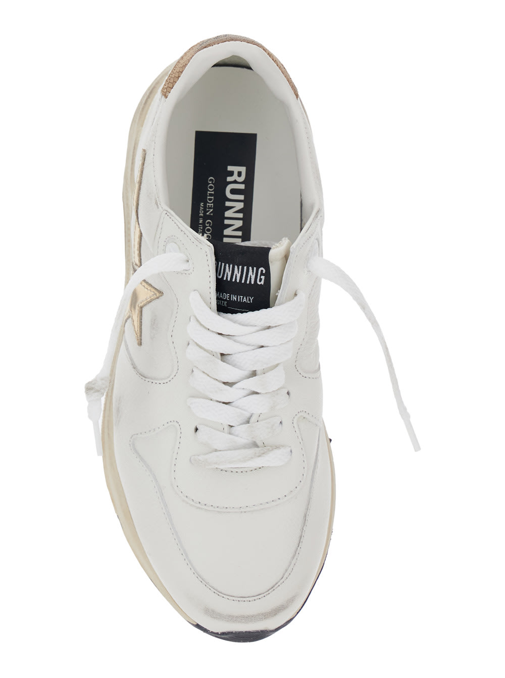 Golden Goose Running Sole White Sneaker With Side Star Detail In Mixed Leather Woman
