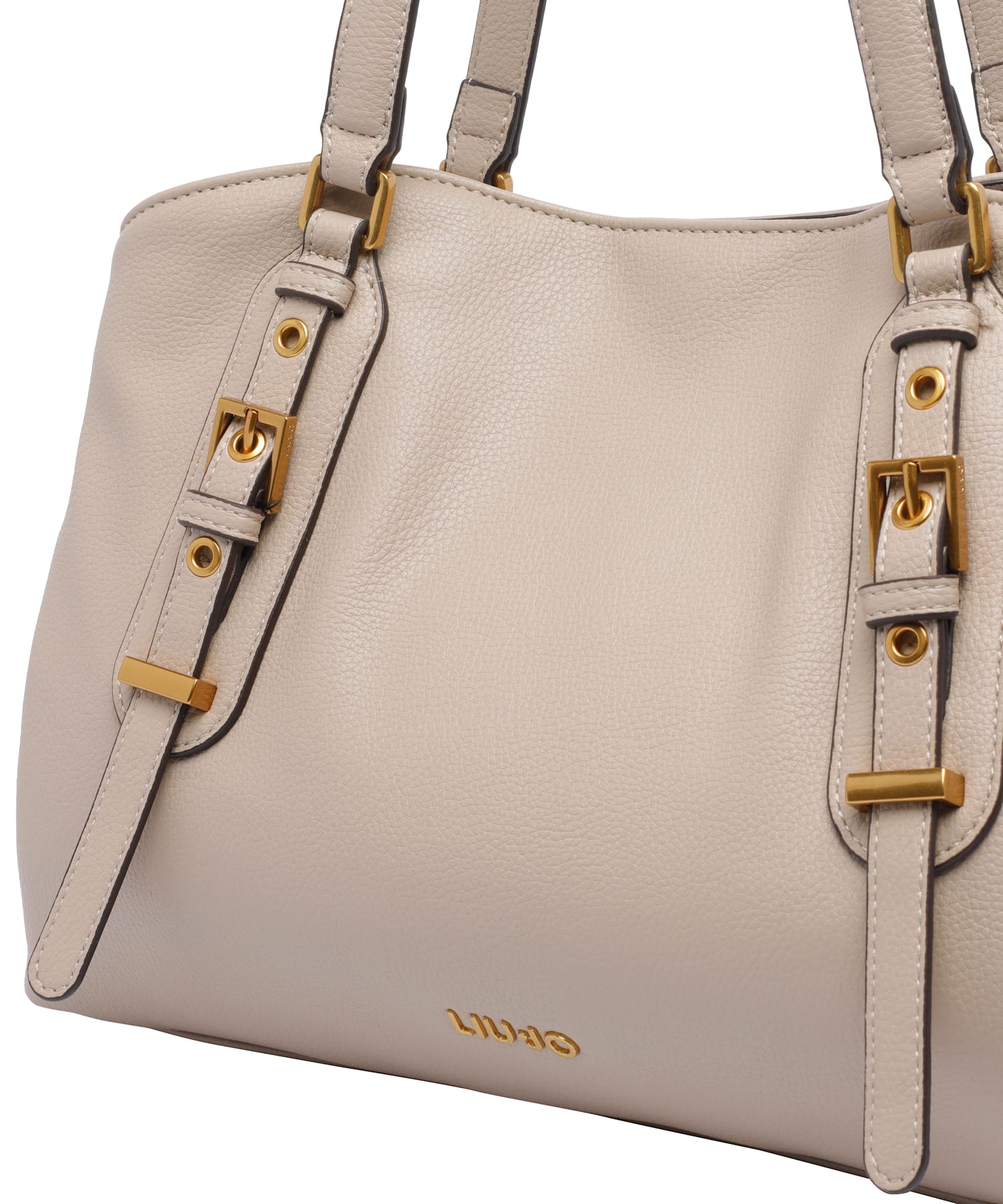 Liu •jo Chic Satchel Bag With Buckle And Handles In Neutral