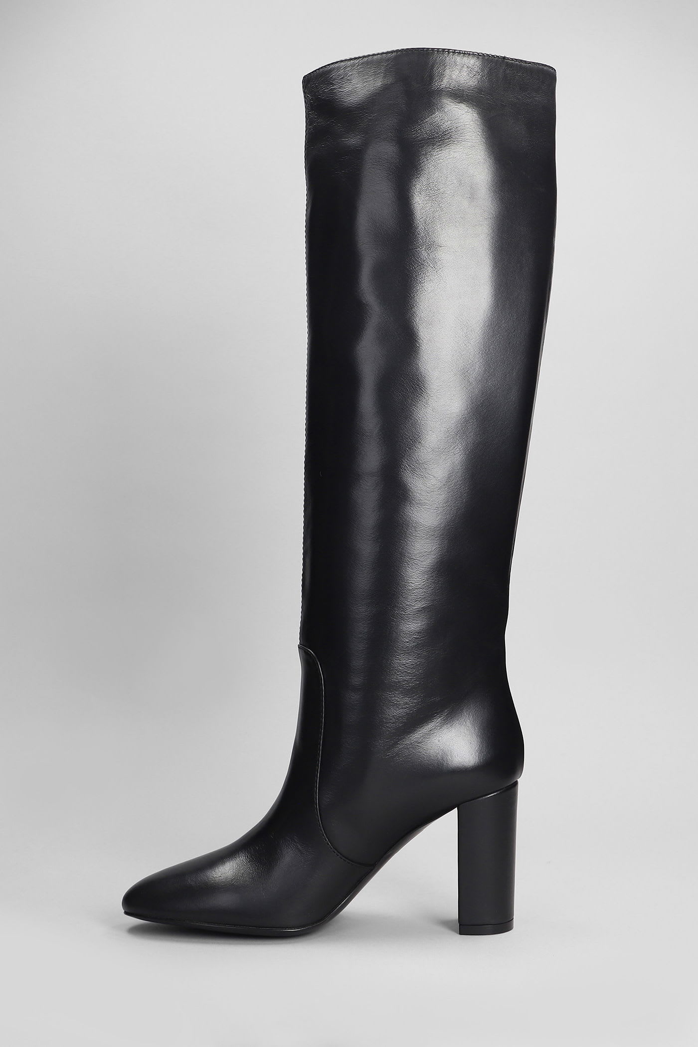 Via Roma 15 80mm Metal-logo Block-heel Boots In Black