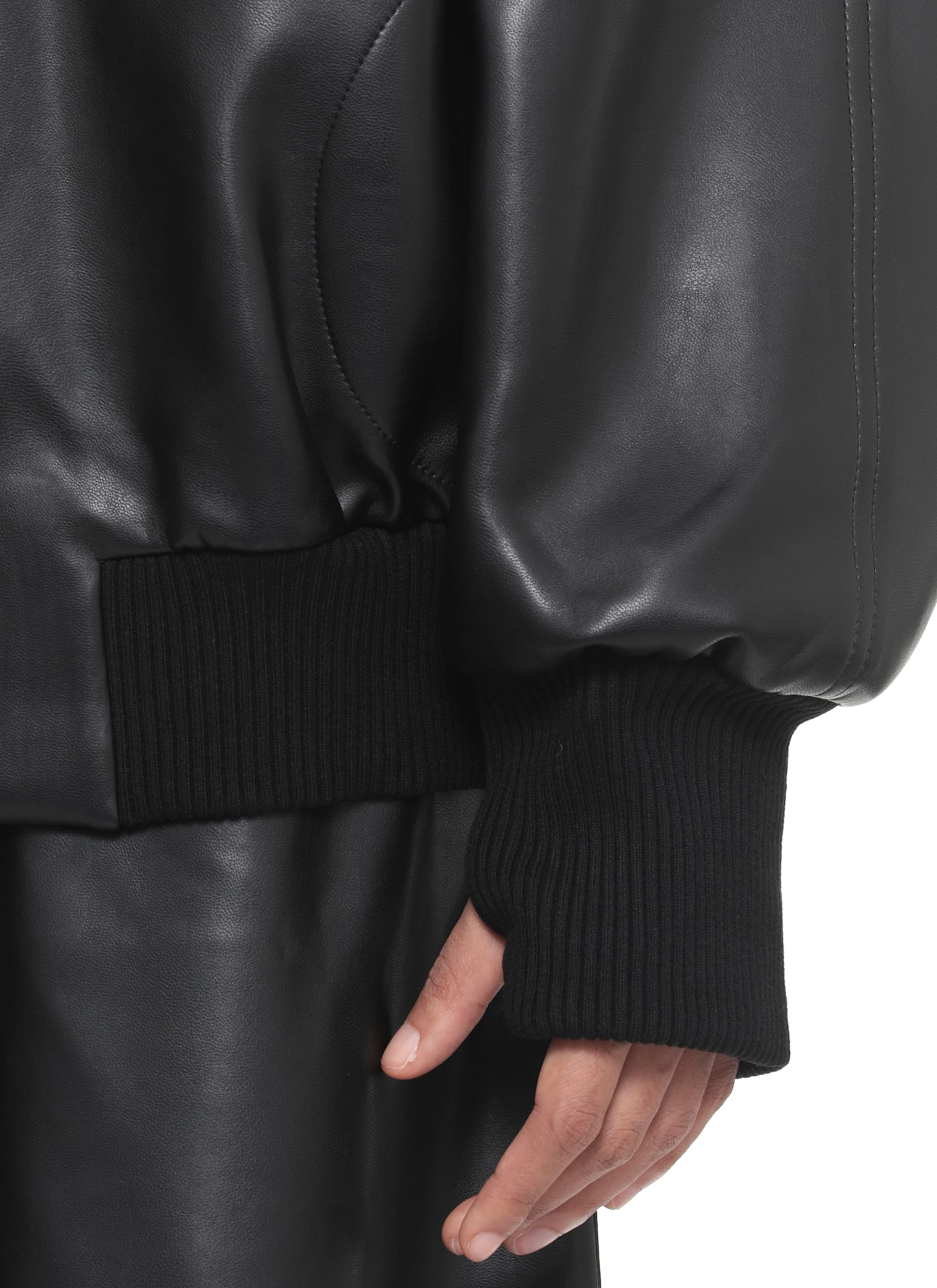 Norma Kamali Oversized Long Sleeve Synthetic Leather Jacket In Black