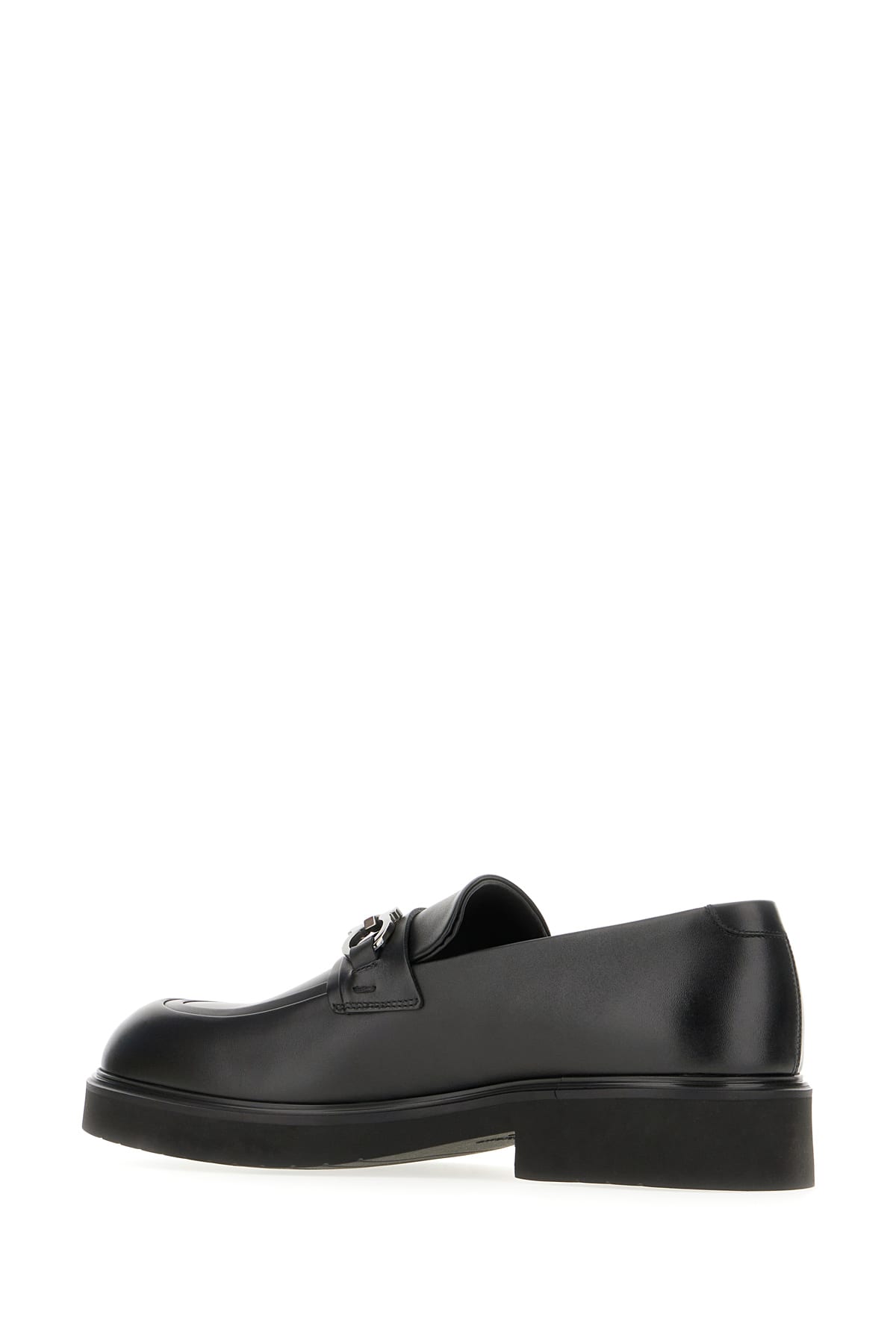 Shop Ferragamo Black Leather Loafers In Nero