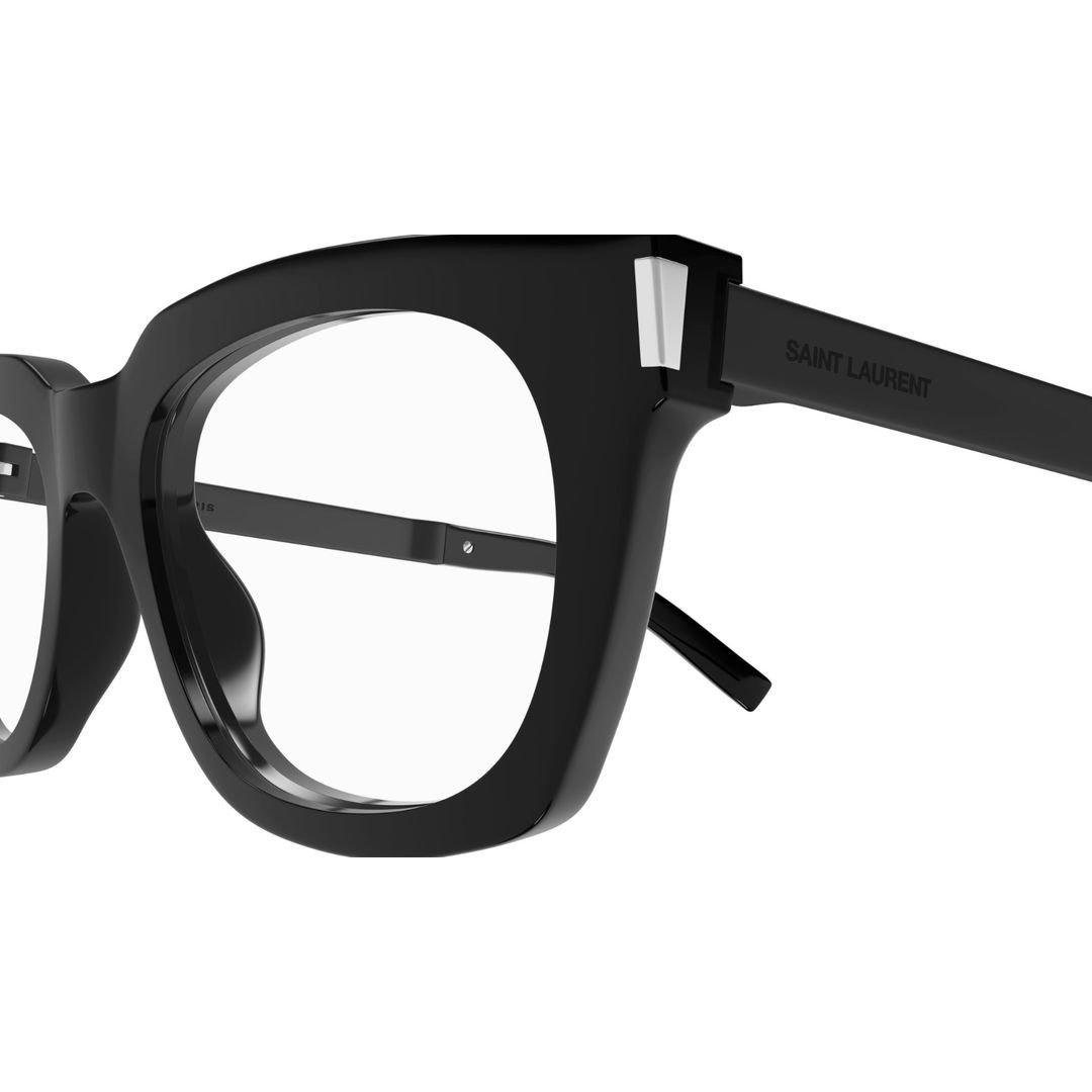 Saint Laurent Rectangle Frame Glasses In 001 Black Black Transpare