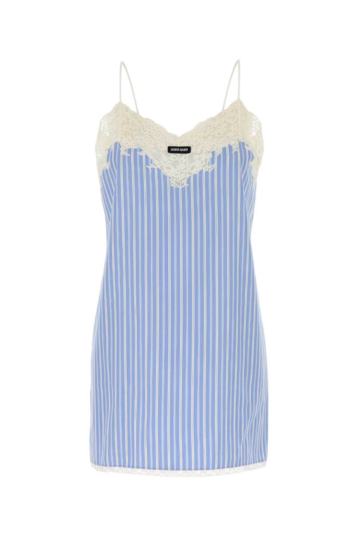 Miu Miu Embroidered Poplin Mini Dress