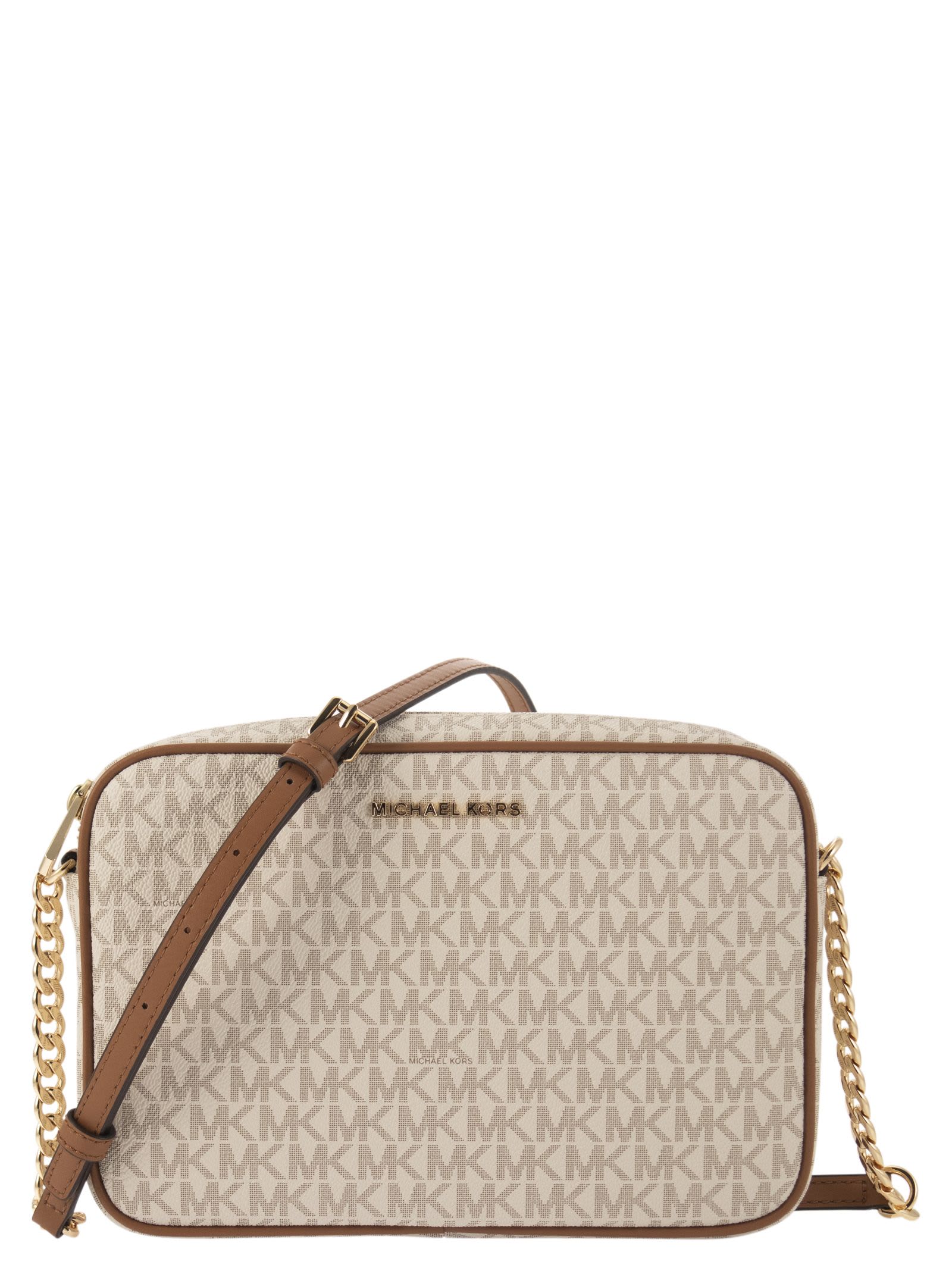 Vanilla/Brown Jet Set Large Logo Crossbody Bag - Michael Kors – MC FASHION  CLOSET