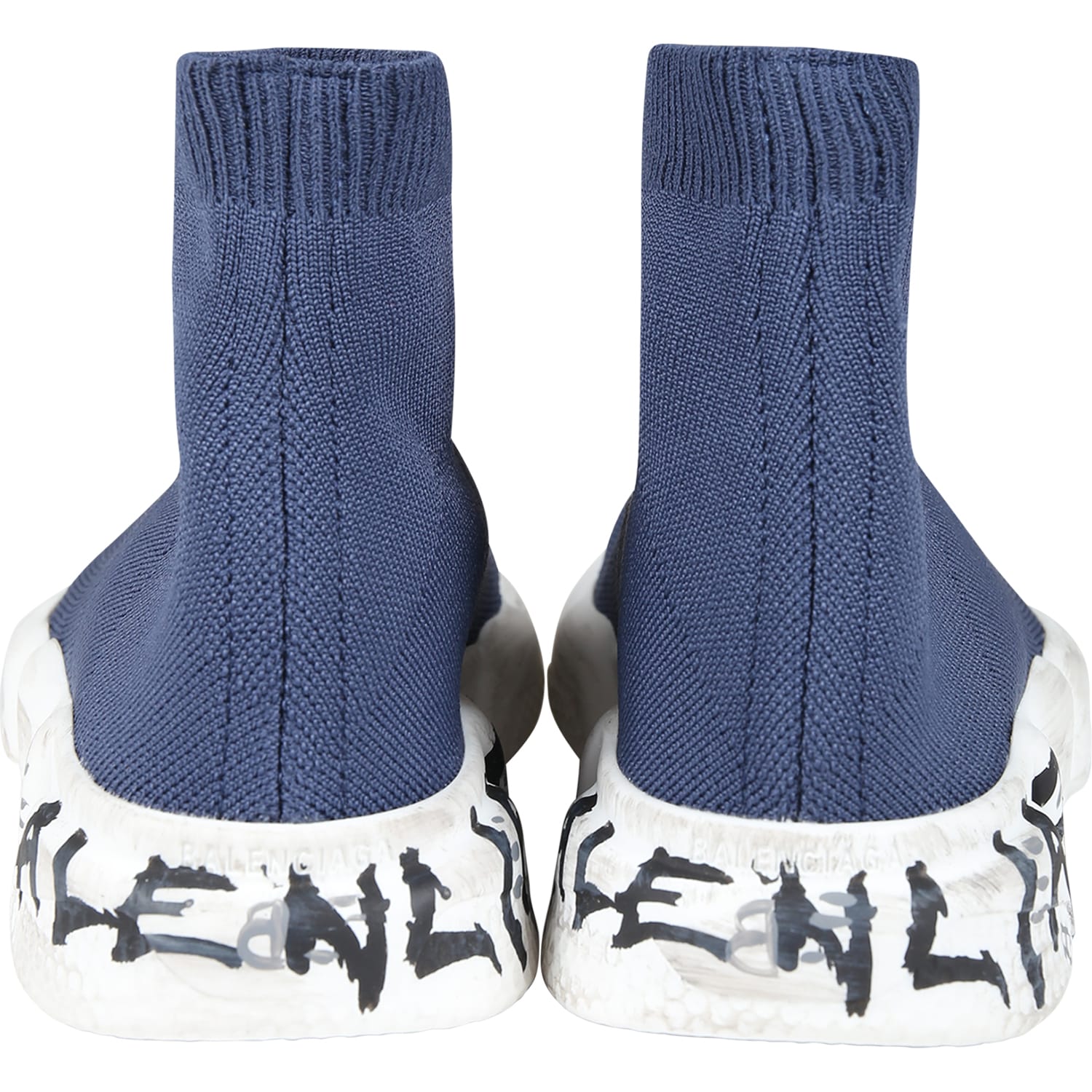 Shop Balenciaga Blue Sneakers For Kids With Logo In Navy