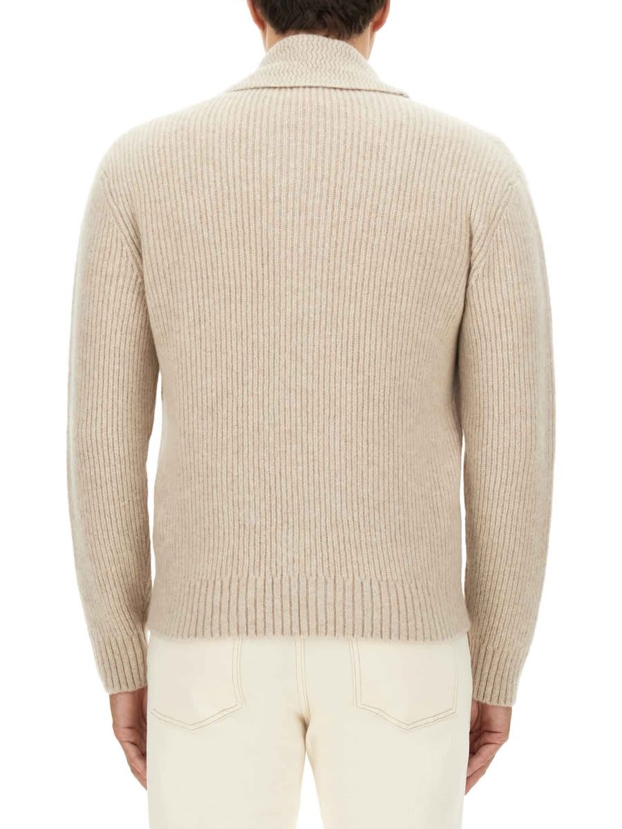 Shop Tom Ford Brushed Shawl Collar Knitted Cardigan In Beige