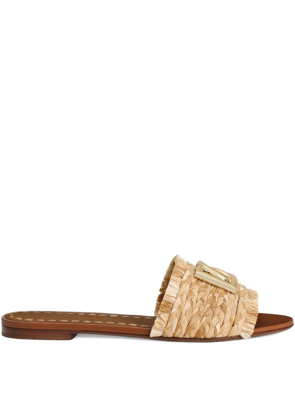 Dolce & Gabbana Dg Logo Rafia Flat Sandals