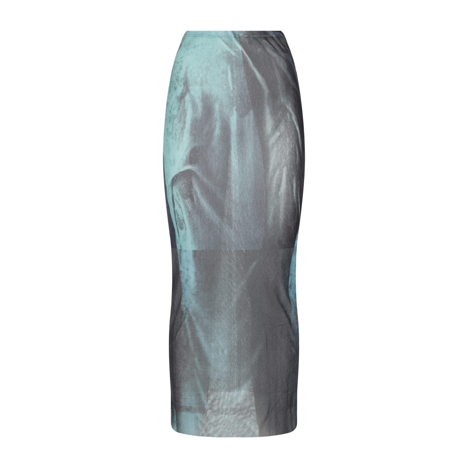 Jean Paul Gaultier Mesh Printed Water Long Skirt