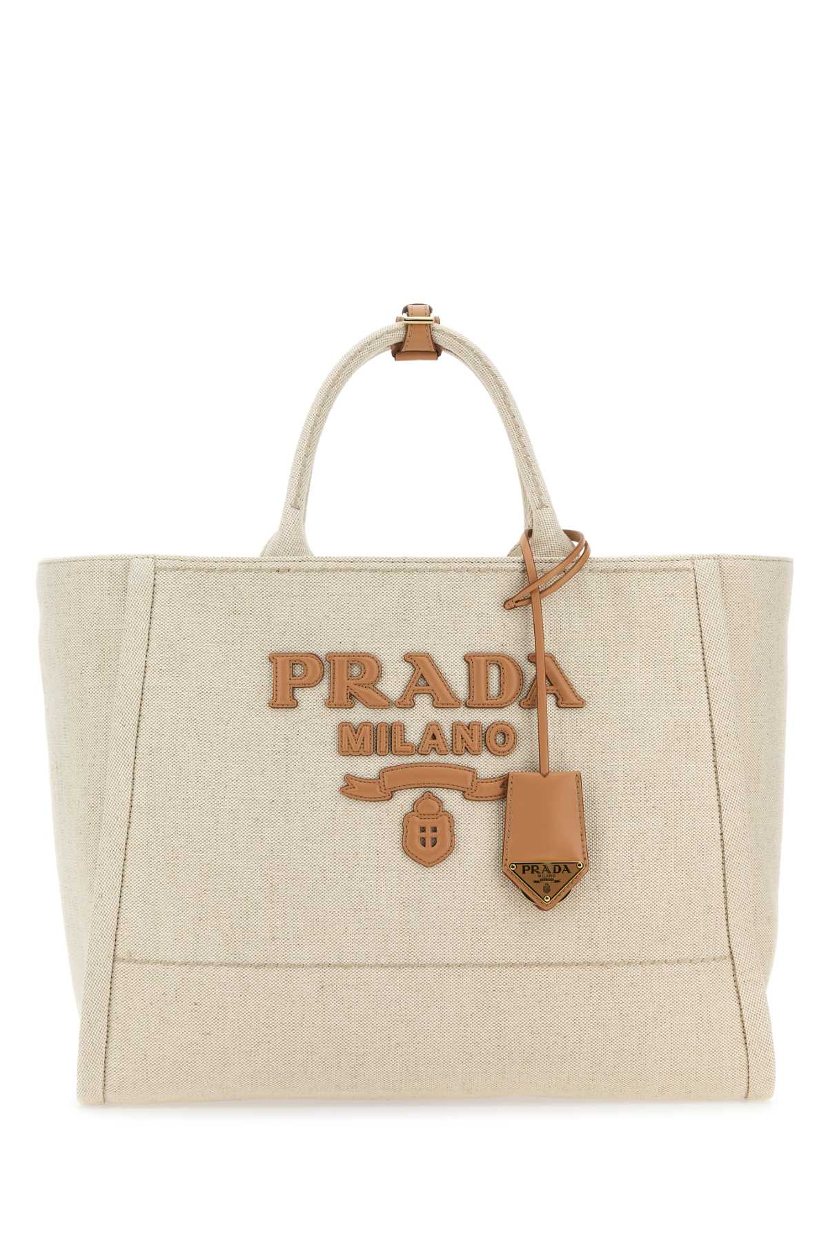 Shop Prada Sand Canvas Shopping Bag In Naturale