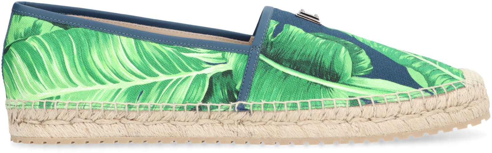 Dolce & Gabbana Blue Canvas Espadrilles For Men With Banano Print In Blue