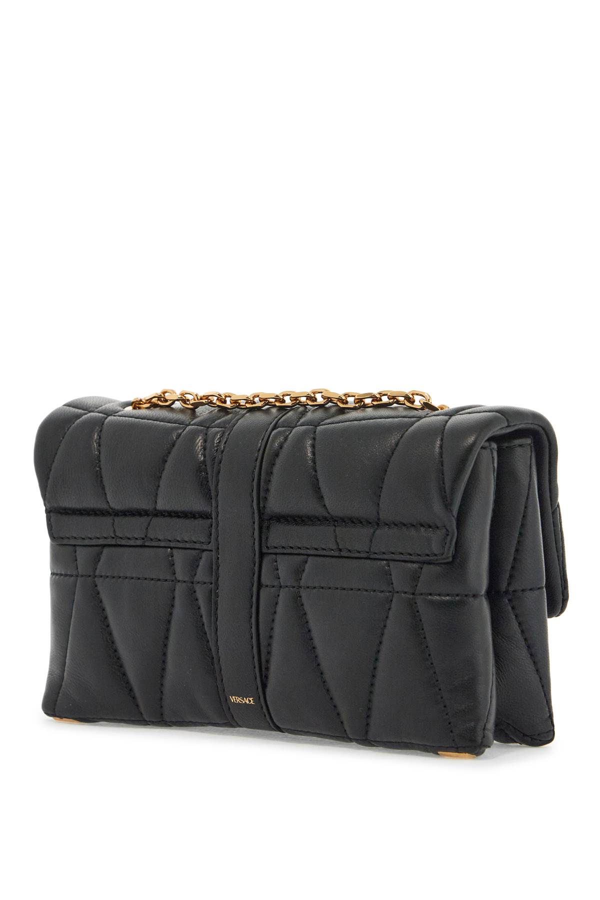 Versace Mini Nappa Kleo Bag In In Black- Gold
