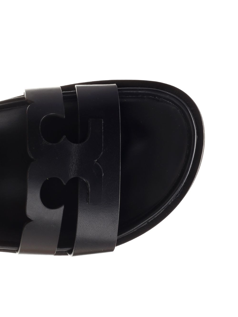 Tory Burch T Leather Sandals In Black