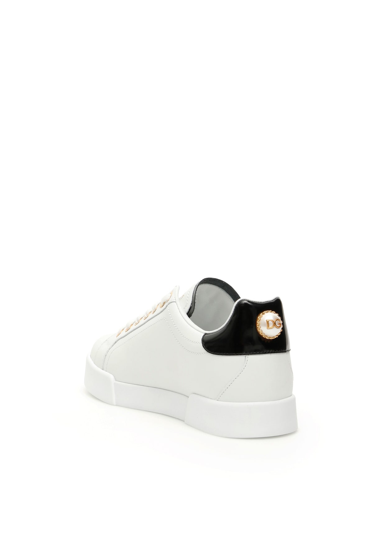 Shop Dolce & Gabbana Portofino Sneakers With Pearl In White/black