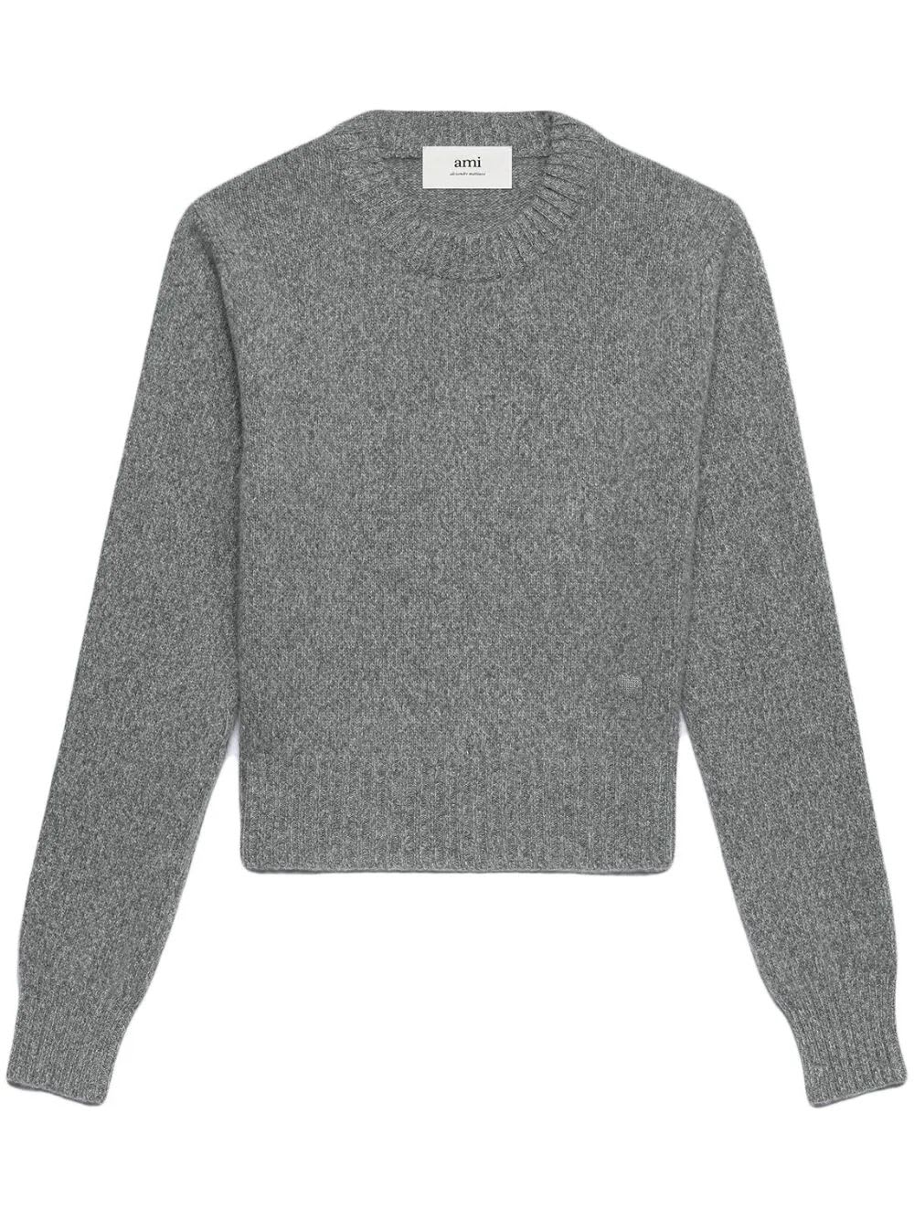 Shop Ami Alexandre Mattiussi Tonal Adc Sweater In Wool Viscose Canvas Heather